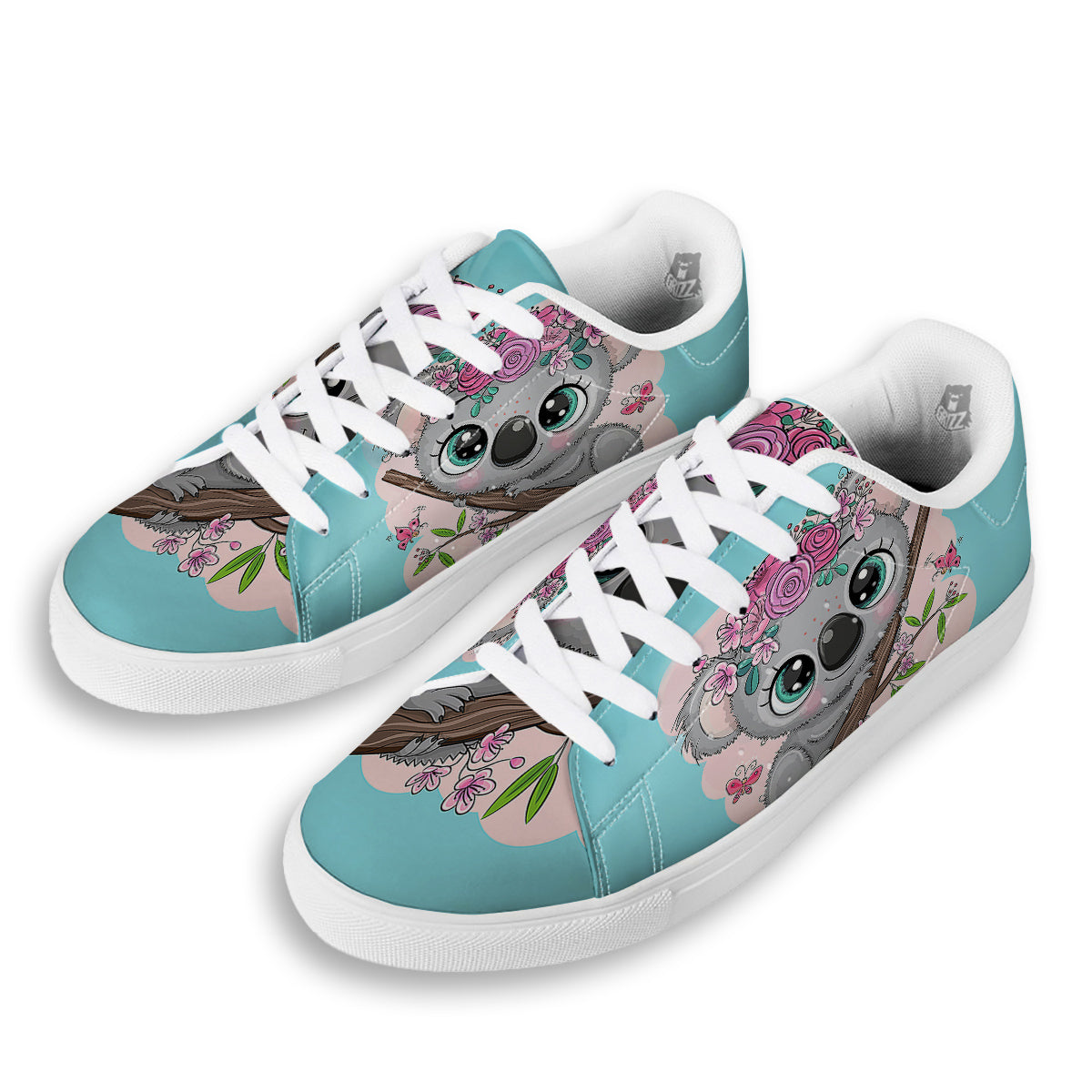Koala Cute Print White Low Top Sneakers-grizzshop