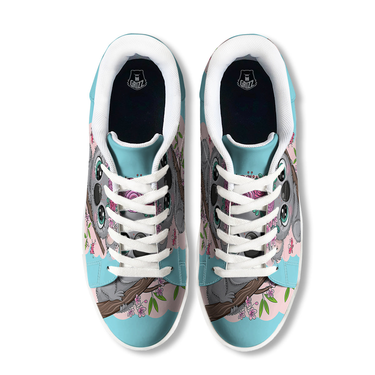Koala Cute Print White Low Top Sneakers-grizzshop