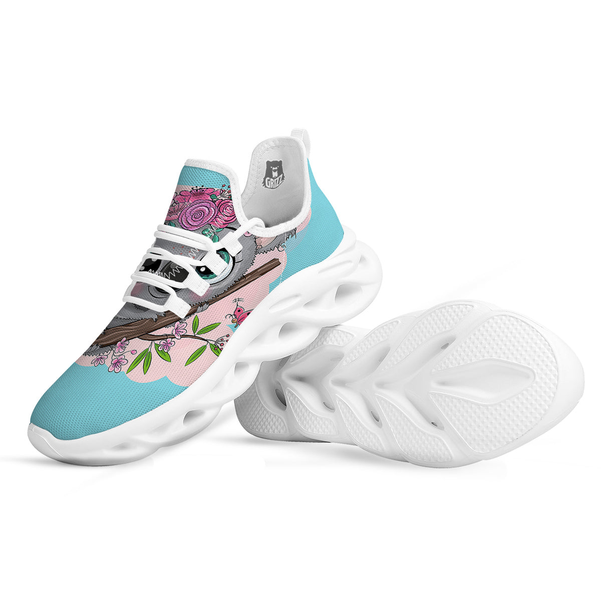 Koala Cute Print White Running Shoes-grizzshop
