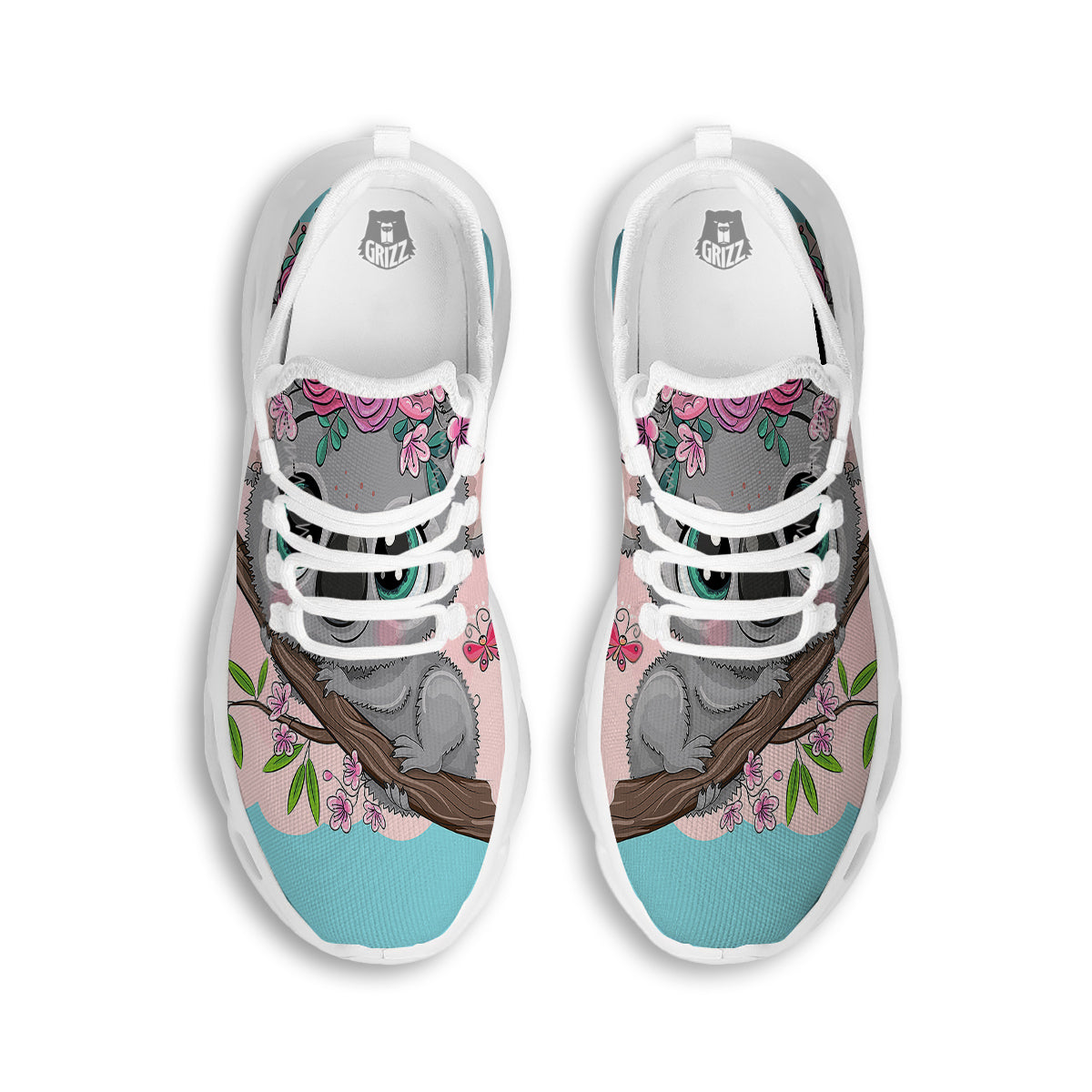 Koala Cute Print White Running Shoes-grizzshop