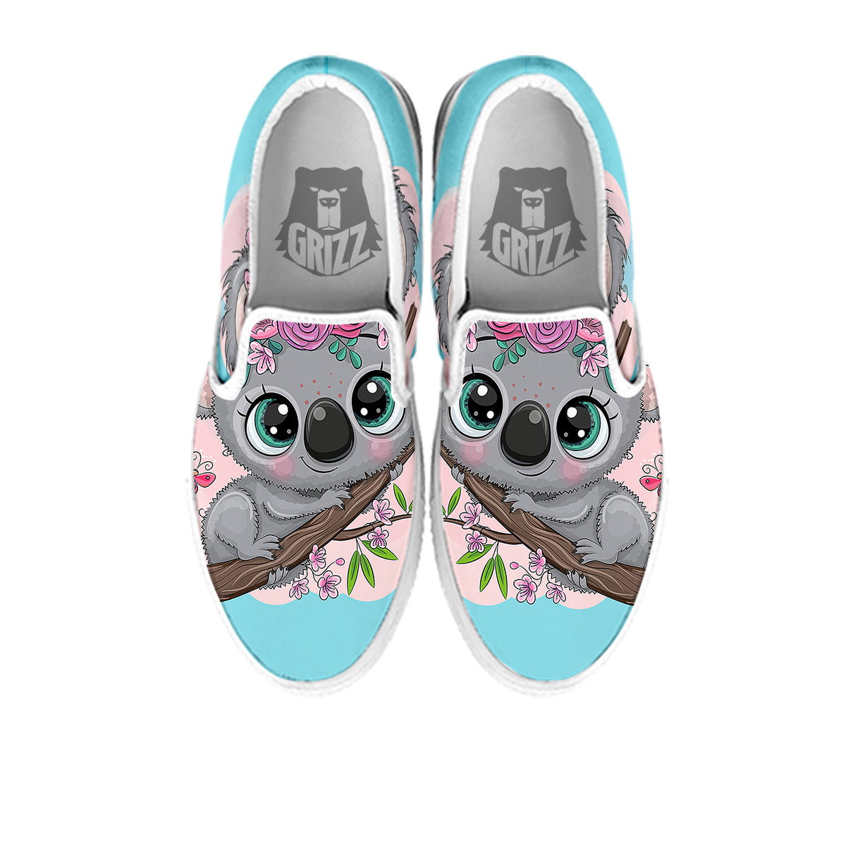 Koala Cute Print White Slip On Shoes-grizzshop