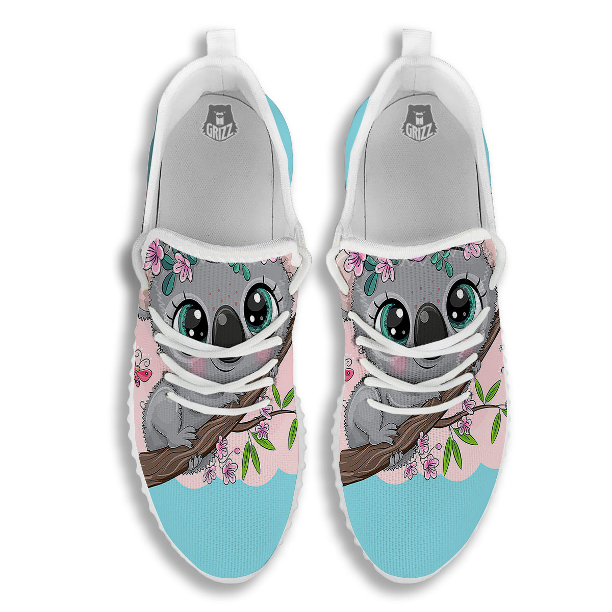 Koala Cute Print White Walking Shoes-grizzshop