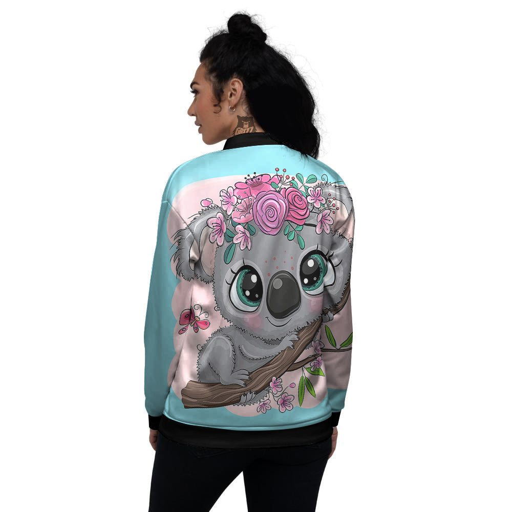 Koala Cute Print Women's Bomber Jacket-grizzshop