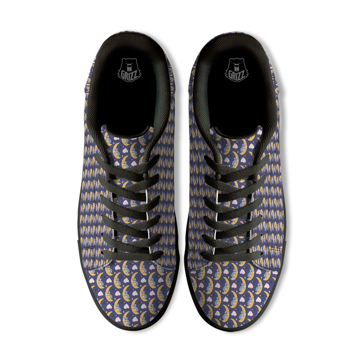 Koala Good Night Print Pattern Black Low Top Sneakers-grizzshop