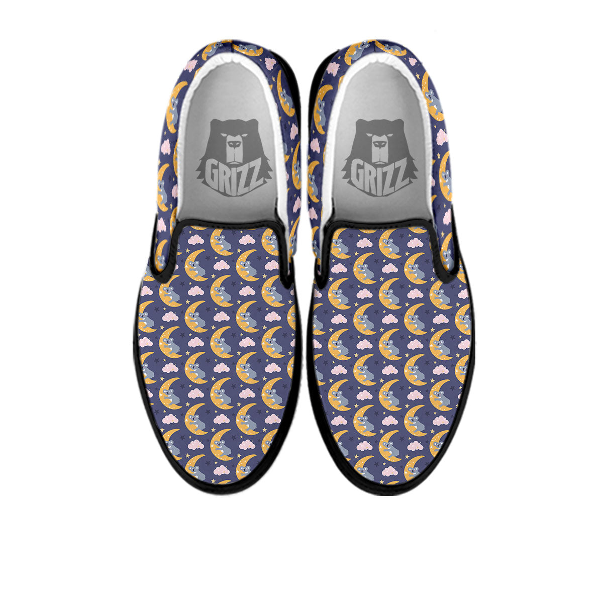 Koala Good Night Print Pattern Black Slip On Shoes-grizzshop