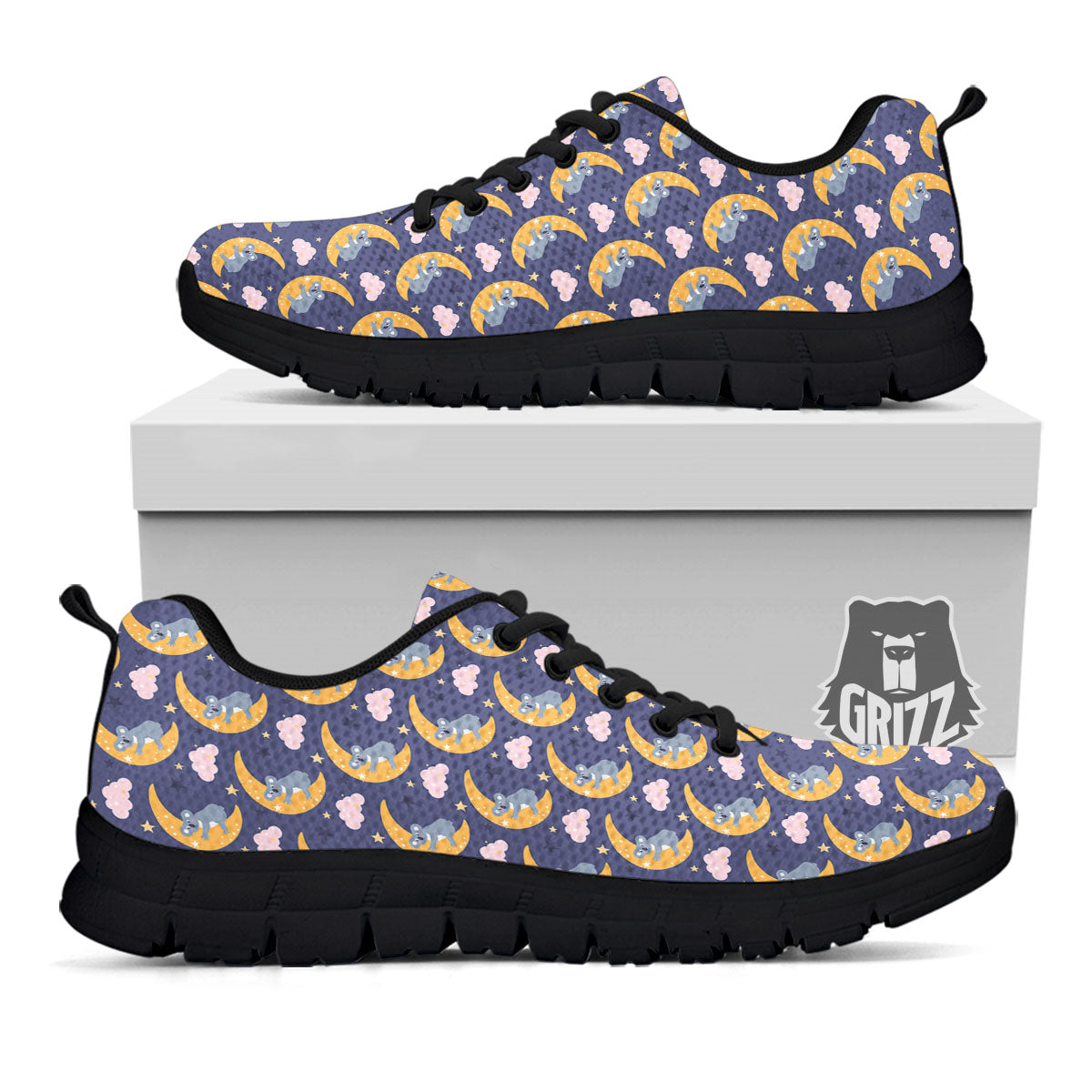 Koala Good Night Print Pattern Black Sneaker-grizzshop