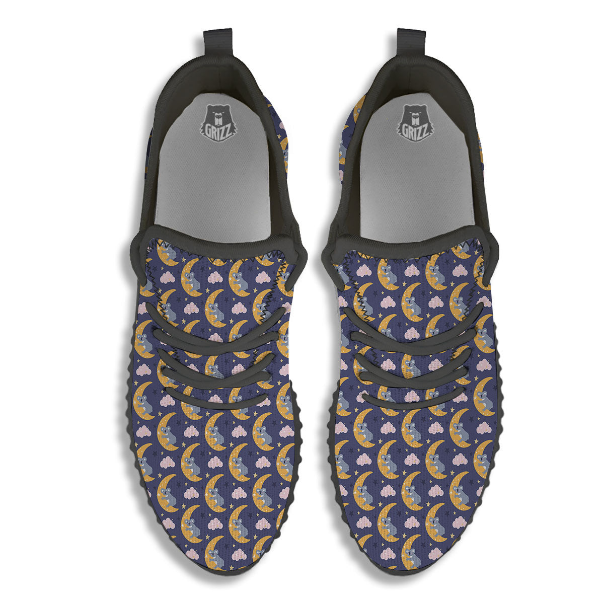 Koala Good Night Print Pattern Black Walking Shoes-grizzshop