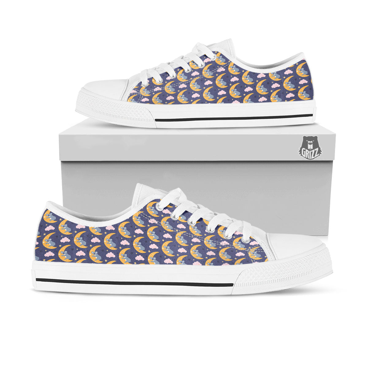 Koala Good Night Print Pattern White Low Top Shoes-grizzshop