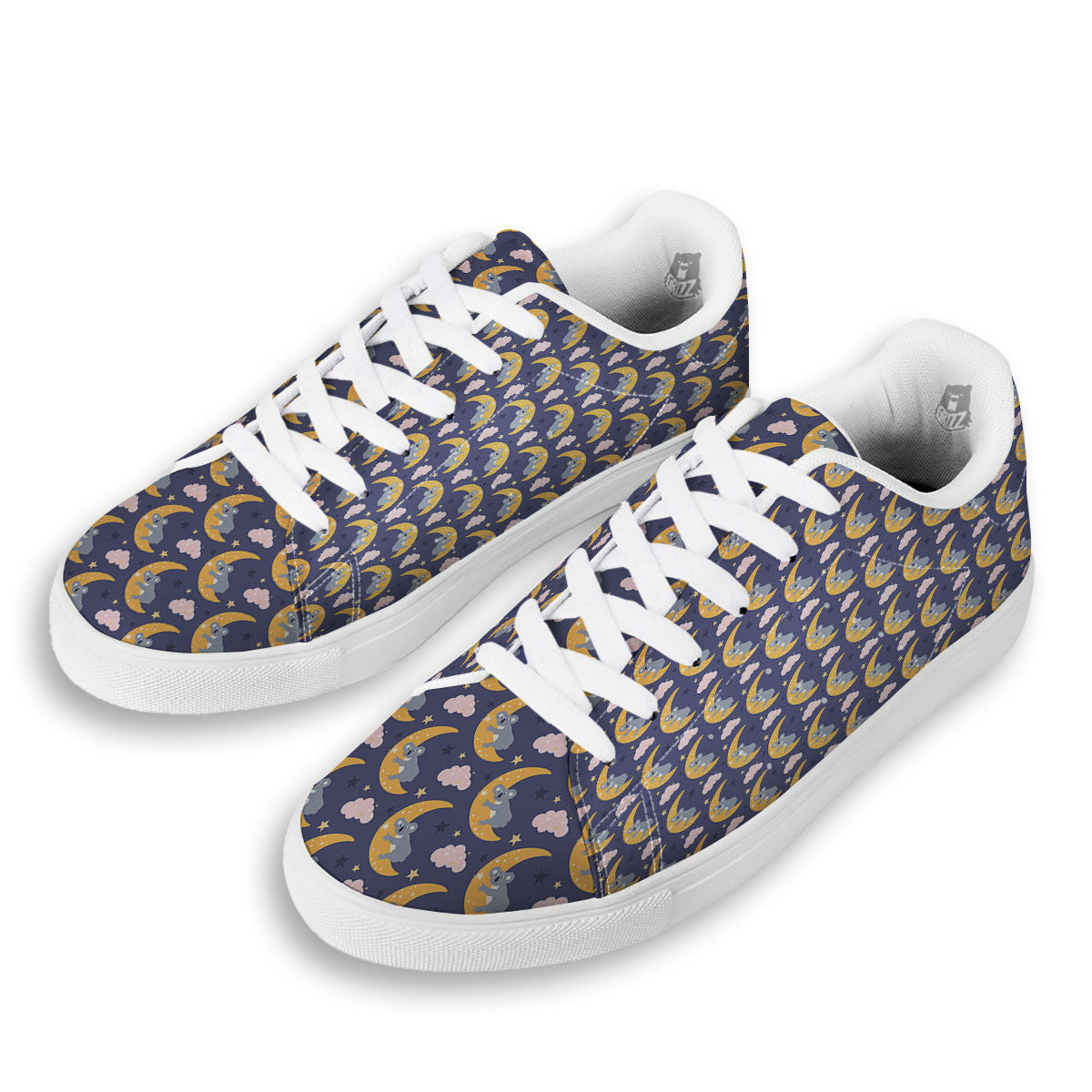 Koala Good Night Print Pattern White Low Top Sneakers-grizzshop