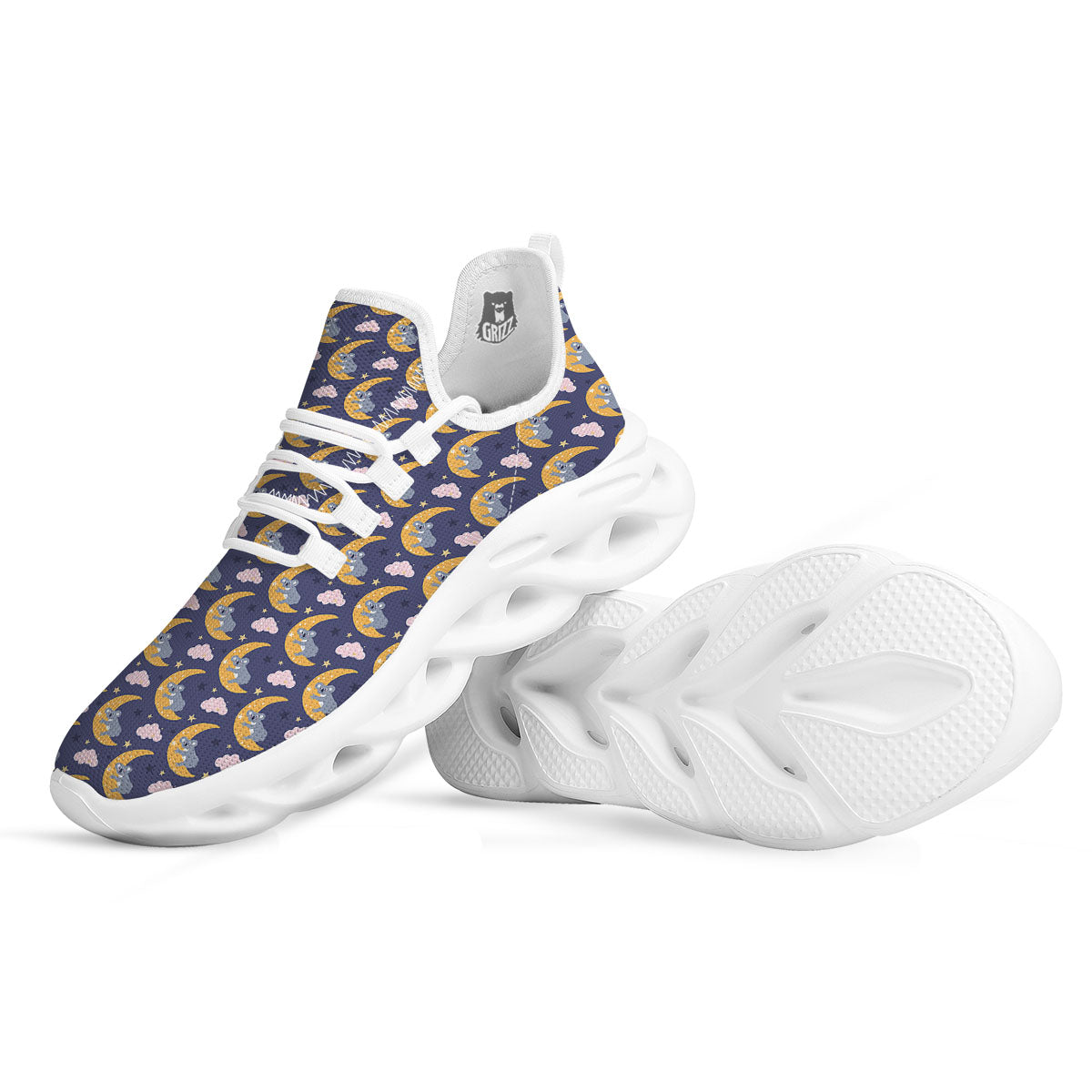 Koala Good Night Print Pattern White Running Shoes-grizzshop
