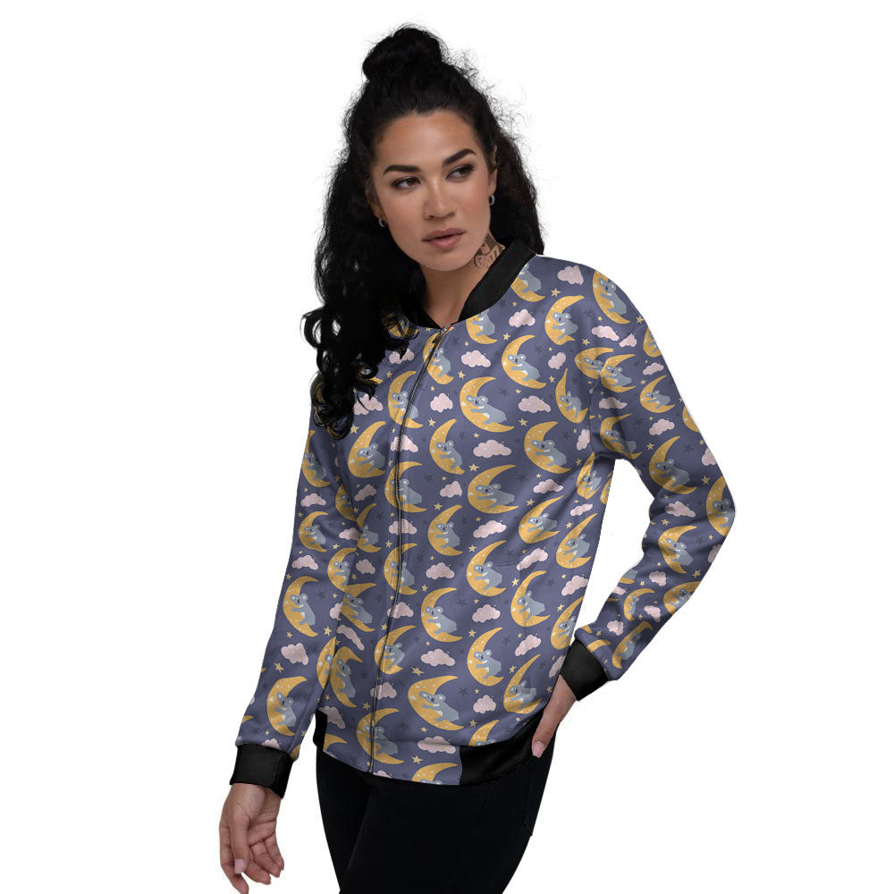Koala Good Night Print Pattern Women's Bomber Jacket-grizzshop