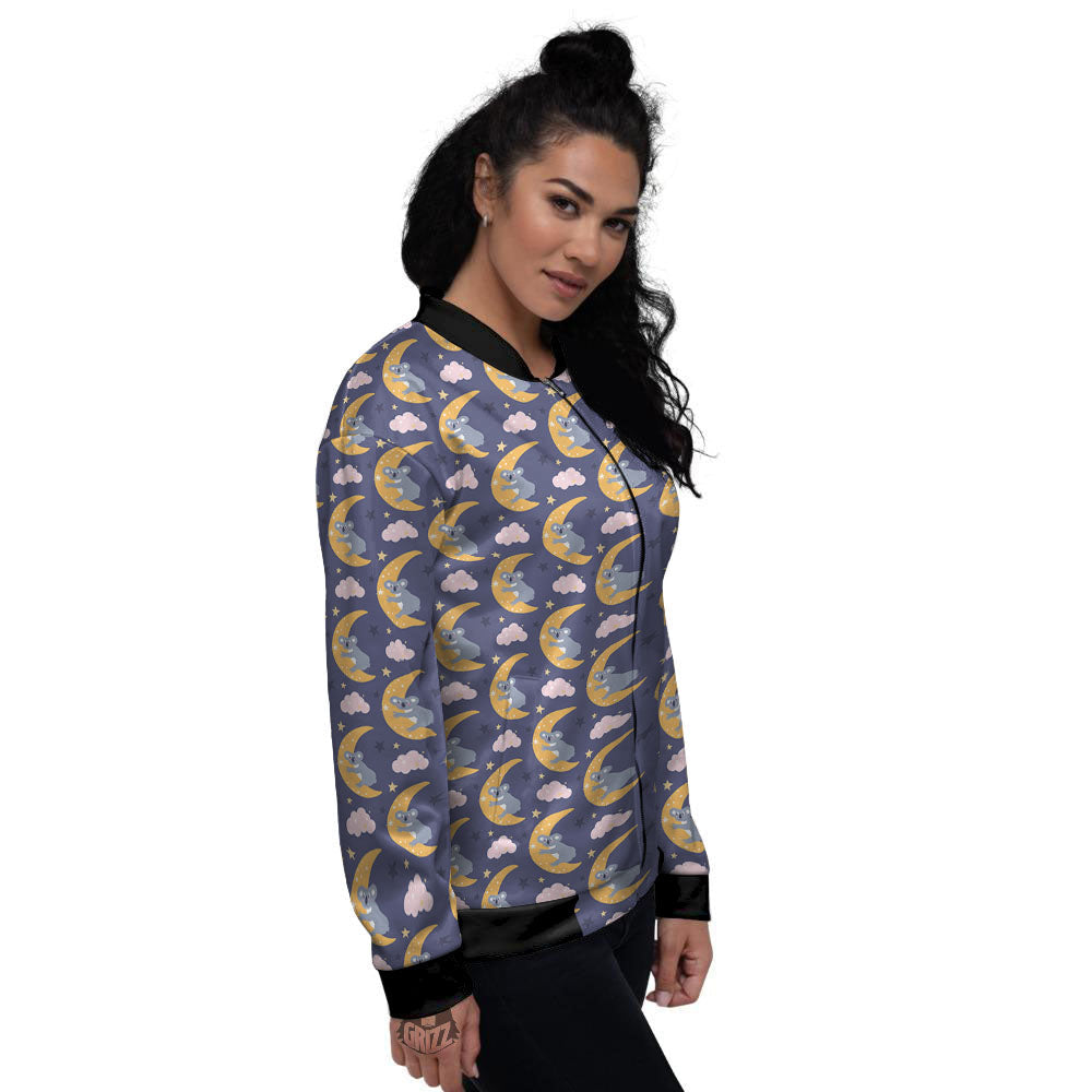 Koala Good Night Print Pattern Women's Bomber Jacket-grizzshop