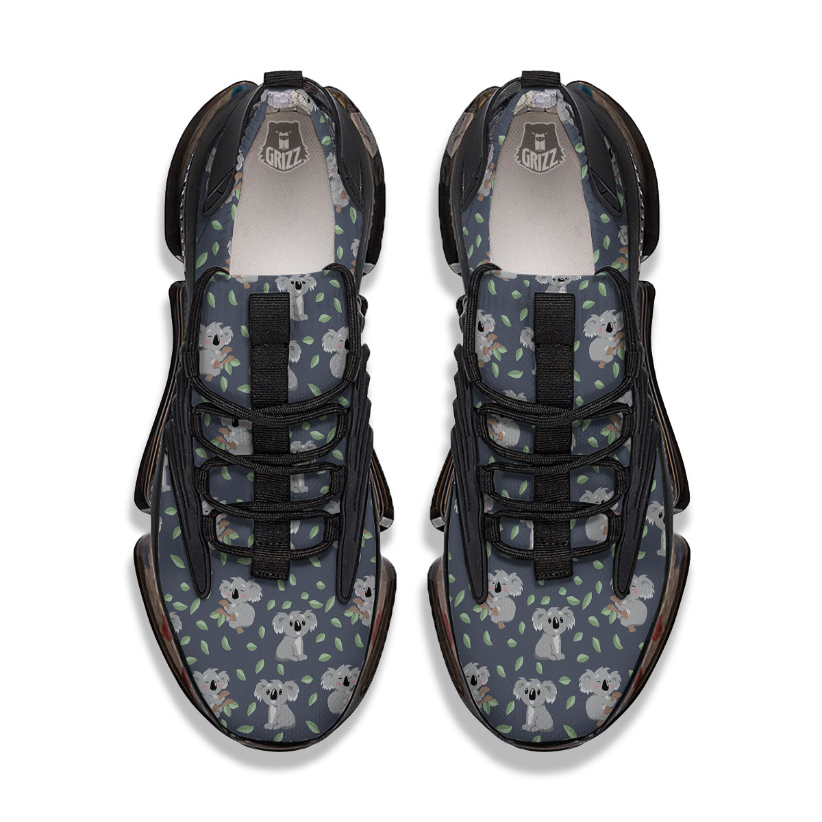 Koala Grey Print Pattern Black Gym Shoes-grizzshop