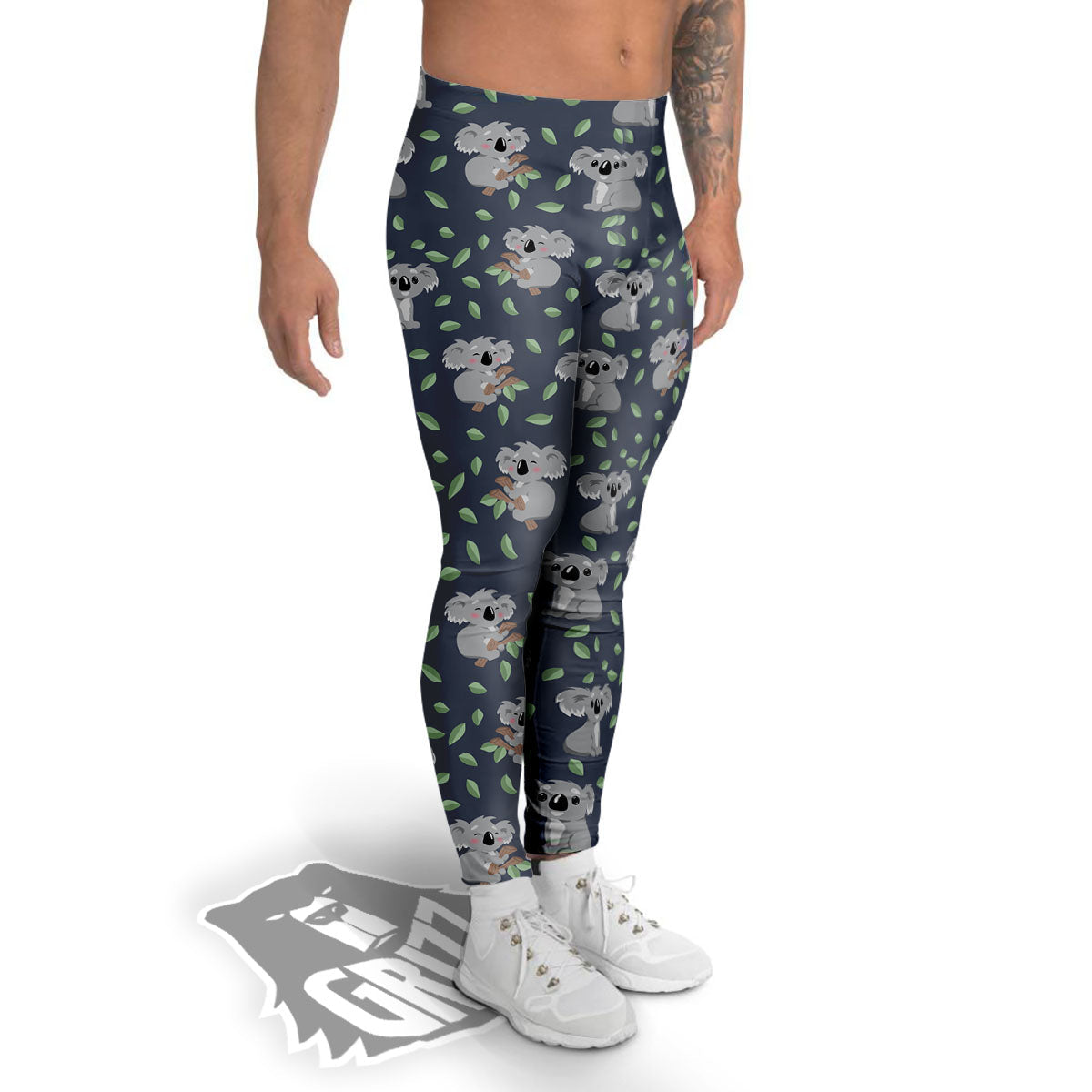 Koala Grey Print Pattern Men's Leggings-grizzshop