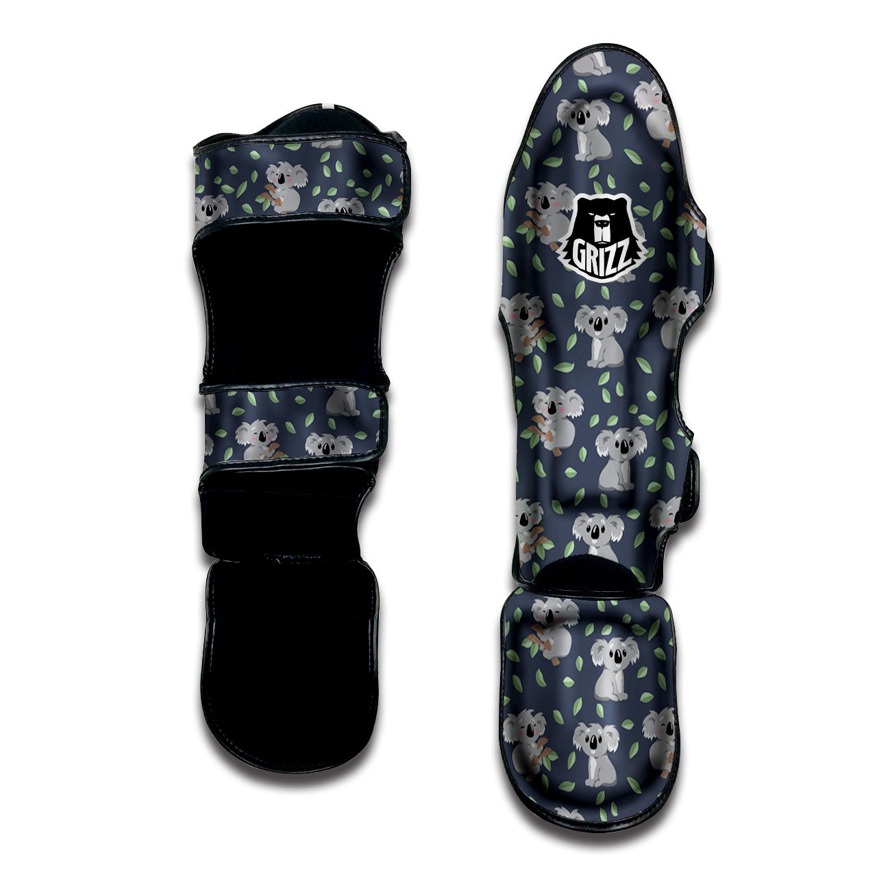 Koala Grey Print Pattern Muay Thai Shin Guards-grizzshop