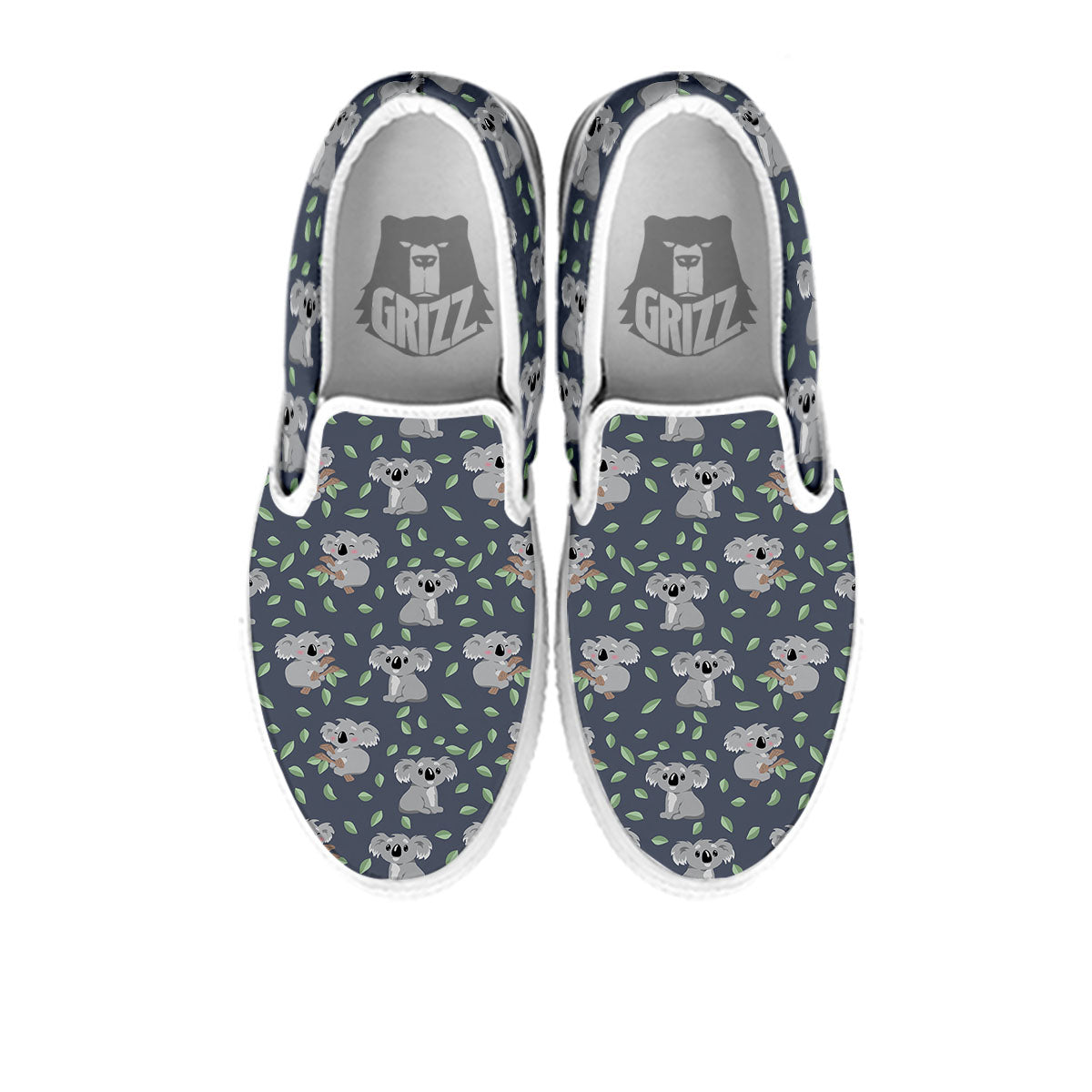 Koala Grey Print Pattern White Slip On Shoes-grizzshop