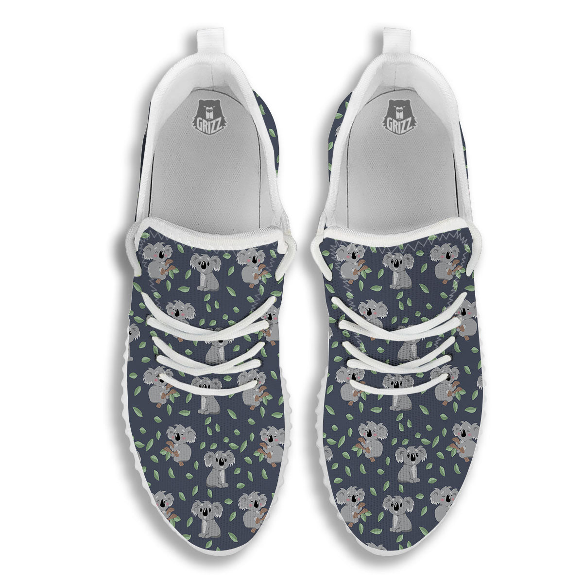 Koala Grey Print Pattern White Walking Shoes-grizzshop