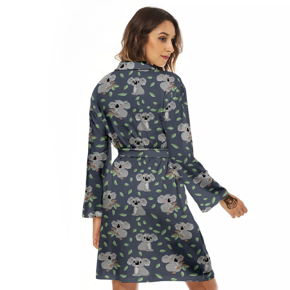 Koala Grey Print Pattern Women's Robe-grizzshop