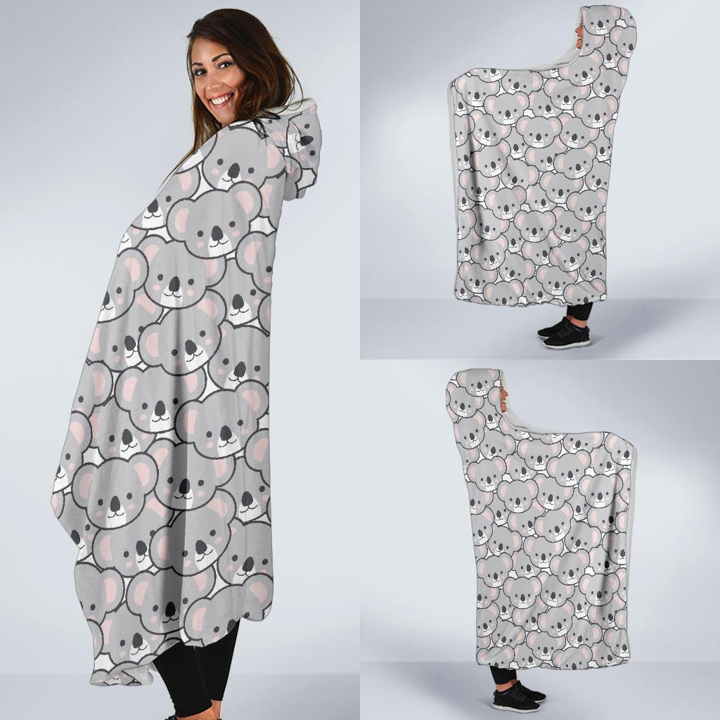 Koala Pattern Print Hooded Blanket-grizzshop
