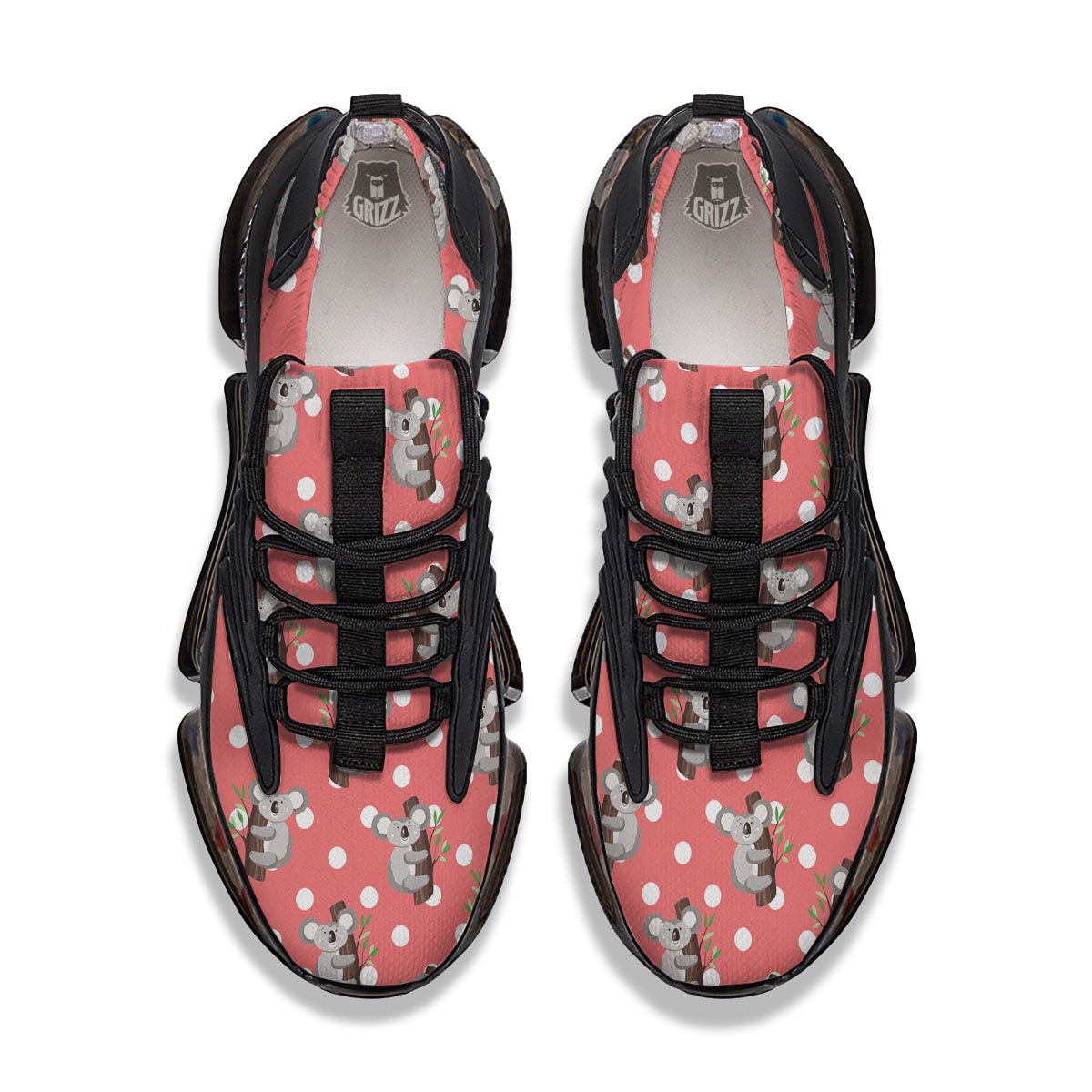 Koala Polka Dot Print Pattern Black Gym Shoes-grizzshop