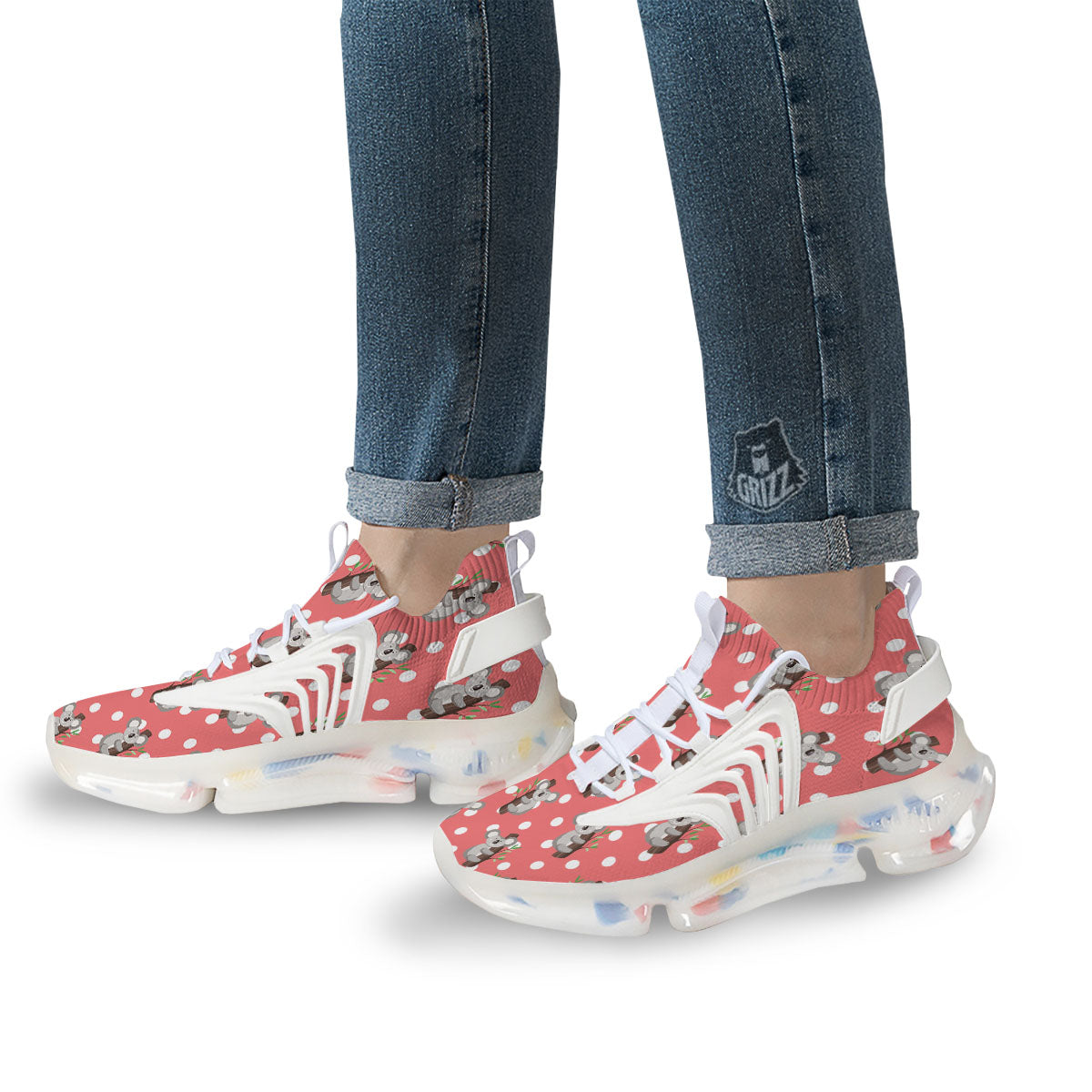 Koala Polka Dot Print Pattern White Gym Shoes-grizzshop