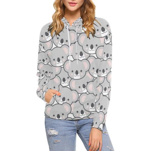 Koala Pattern Print Women Pullover Hoodie-grizzshop