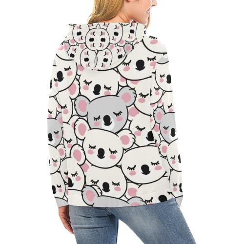 Koala Print Pattern Women Pullover Hoodie-grizzshop