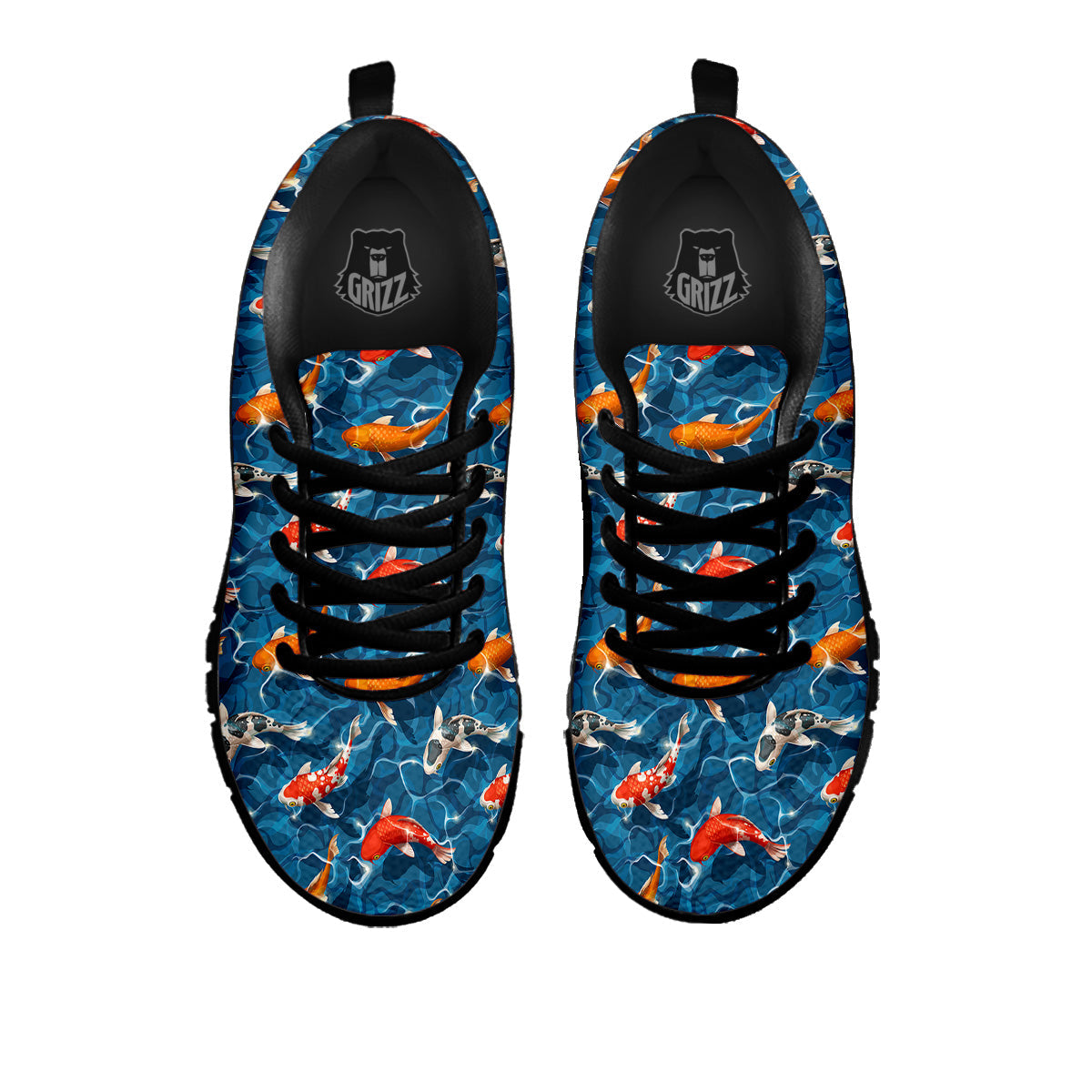 Koi Carps Print Pattern Black Sneaker-grizzshop