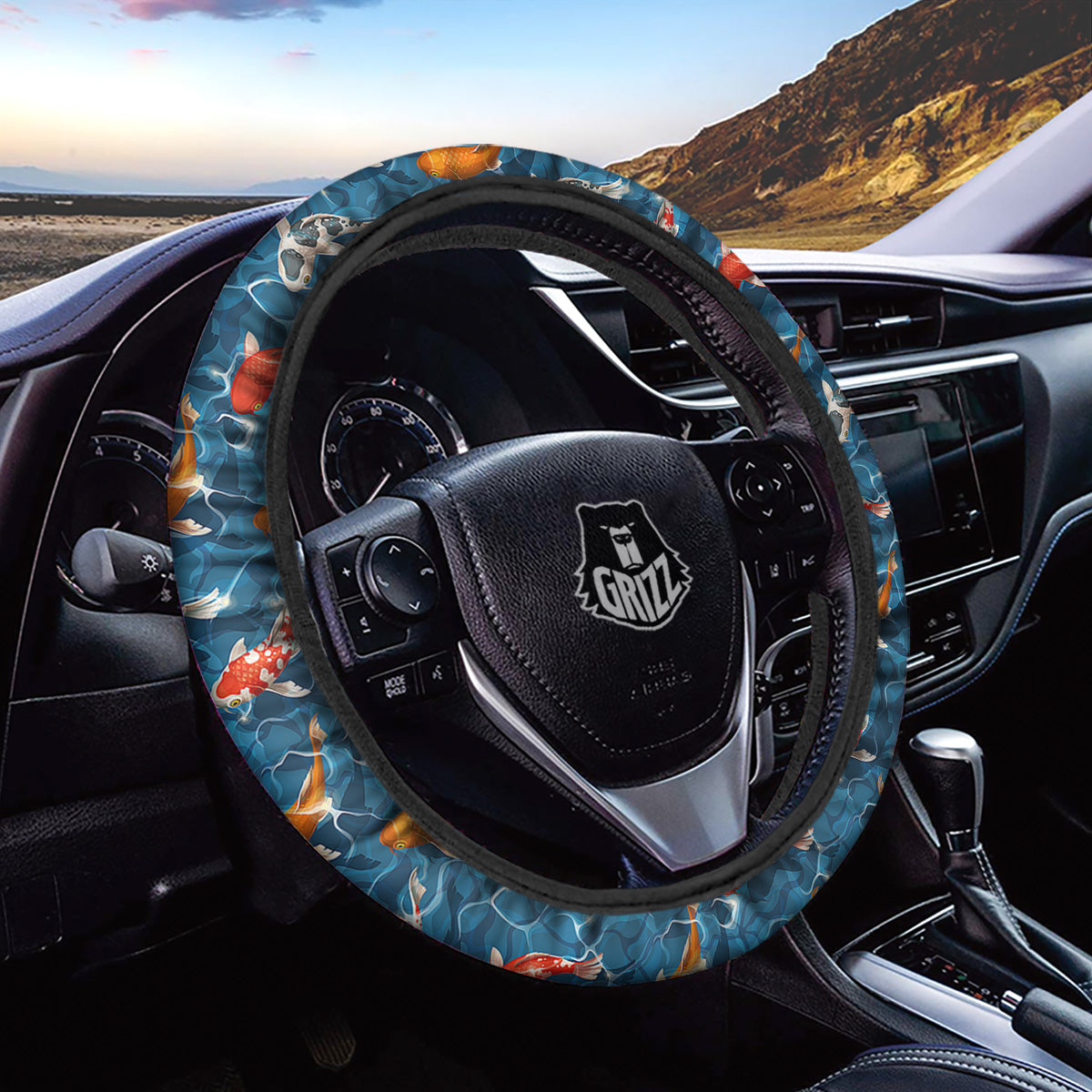 Koi Carps Print Pattern Car Steering Wheel Cover-grizzshop