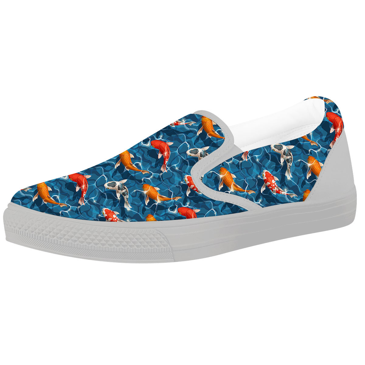 Koi Carps Print Pattern White Slip On Shoes-grizzshop