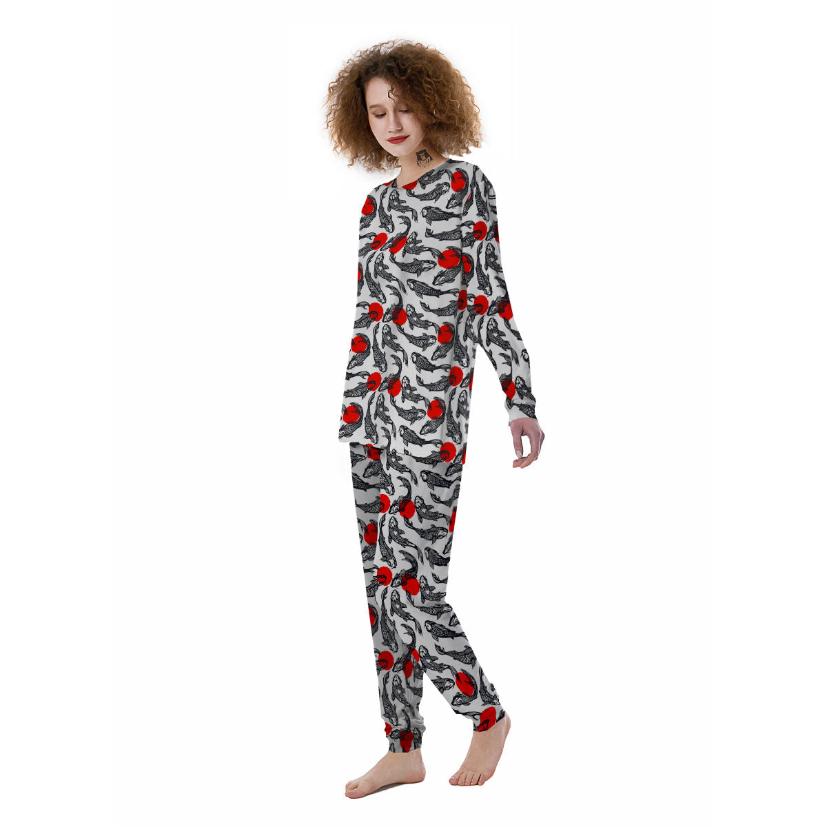 Koi Fish Carp Japanese Print Pattern Women's Pajamas-grizzshop