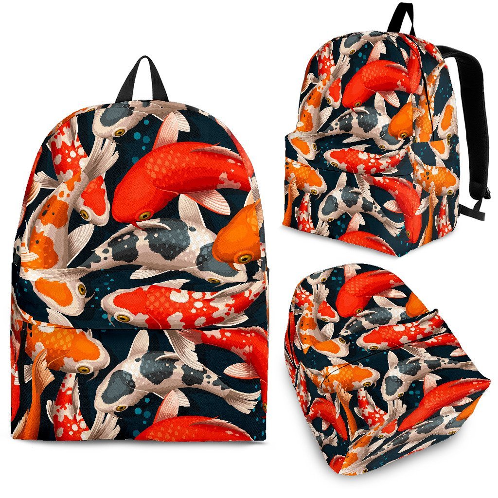 Koi Fish Pattern Print Backpack-grizzshop