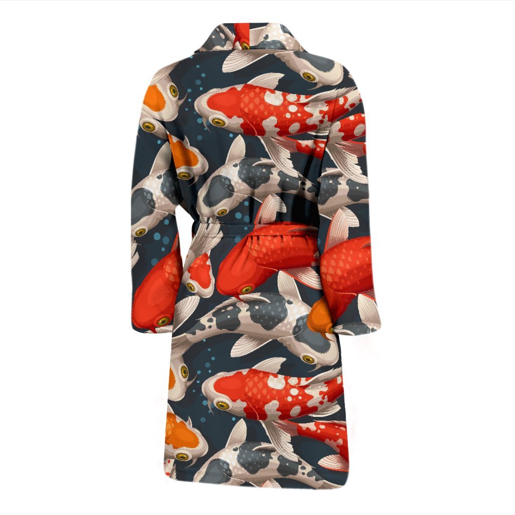 Koi Fish Pattern Print Men Long Robe-grizzshop
