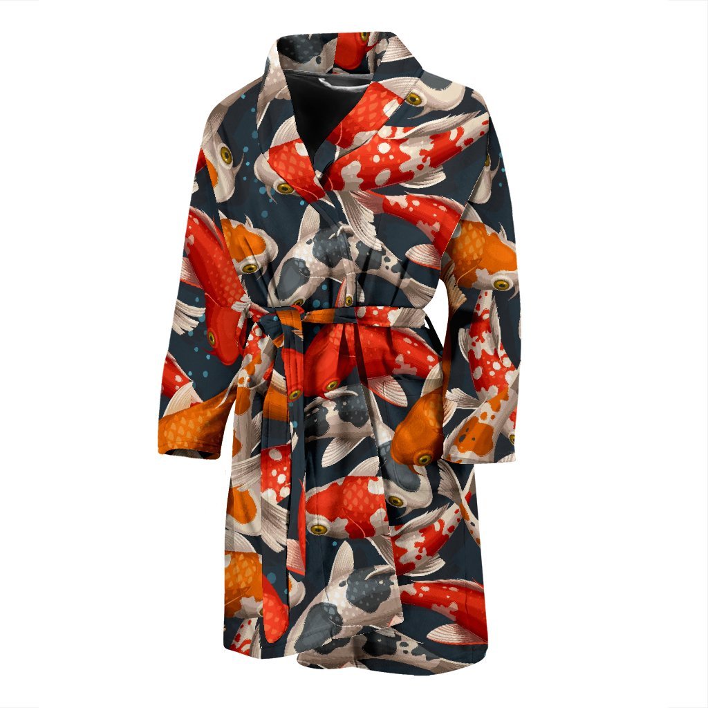 Koi Fish Pattern Print Men Long Robe-grizzshop
