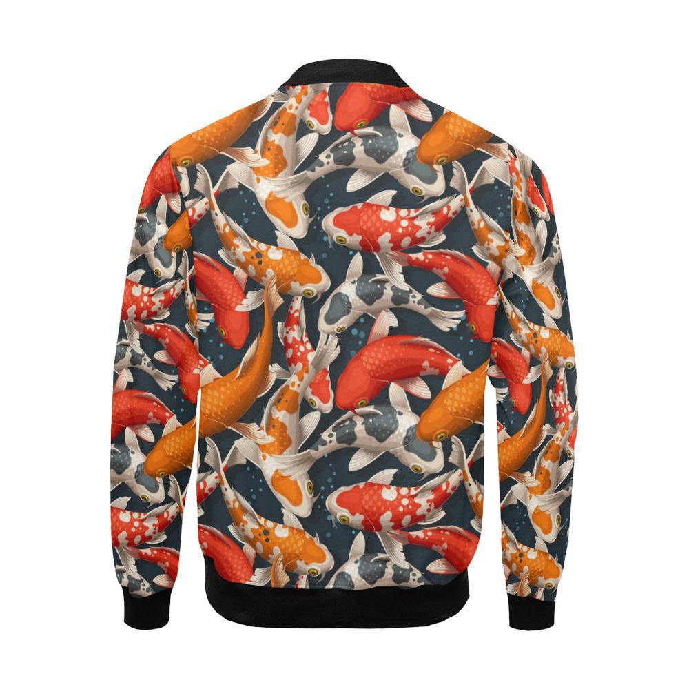 Koi Fish Pattern Print Men's Bomber Jacket-grizzshop