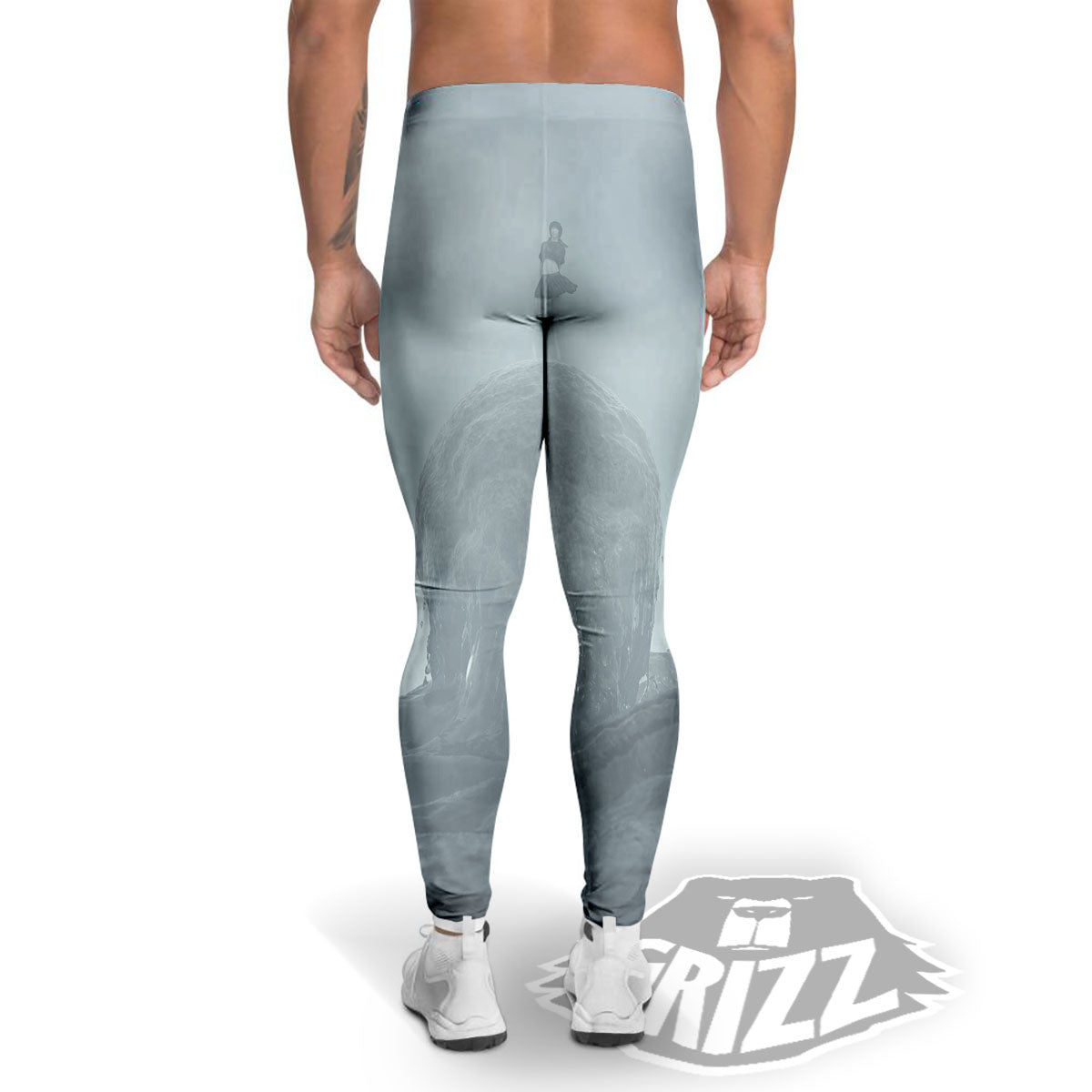 Kraken And Girl On Sea Print Men's Leggings-grizzshop