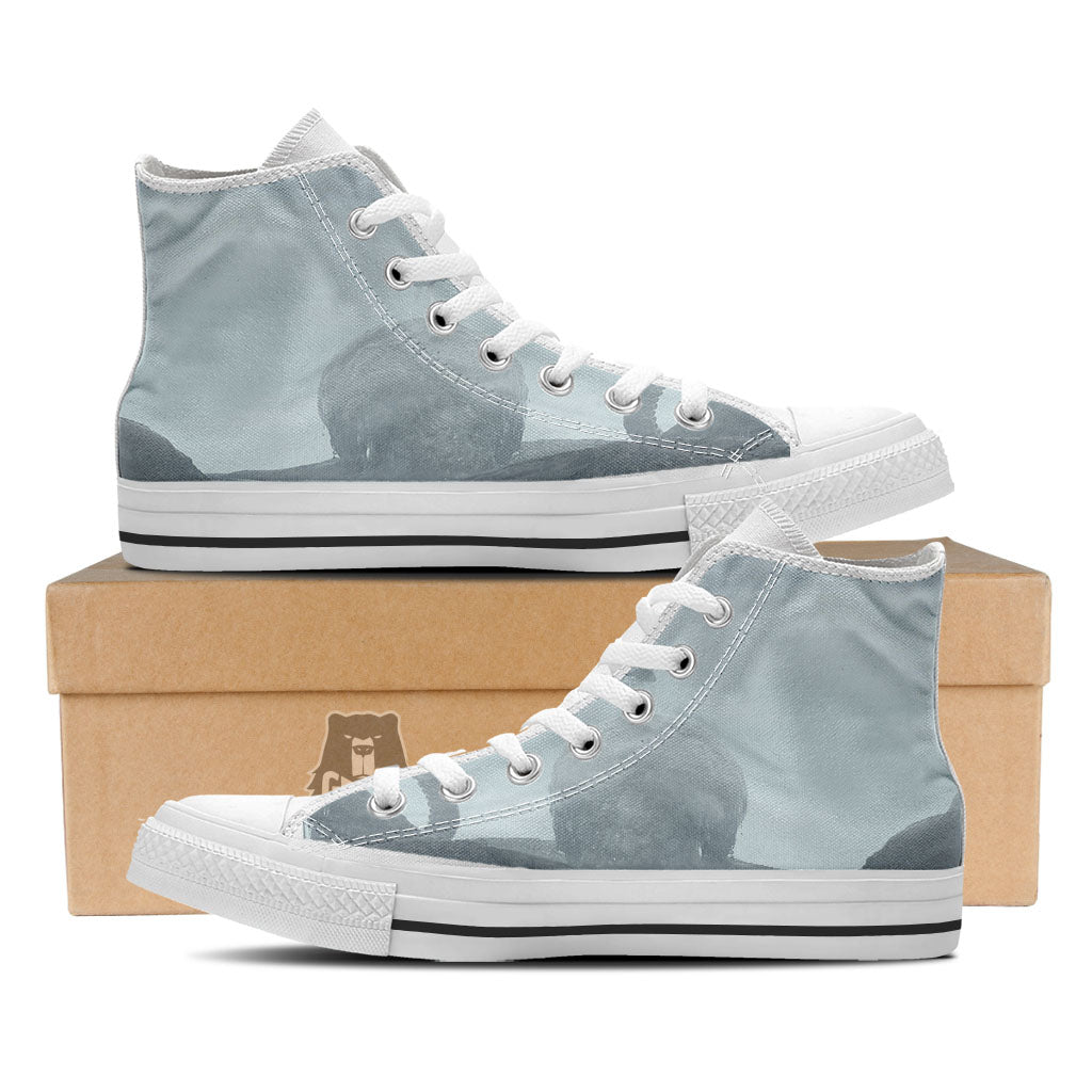 Kraken And Girl On Sea Print White High Top Shoes-grizzshop