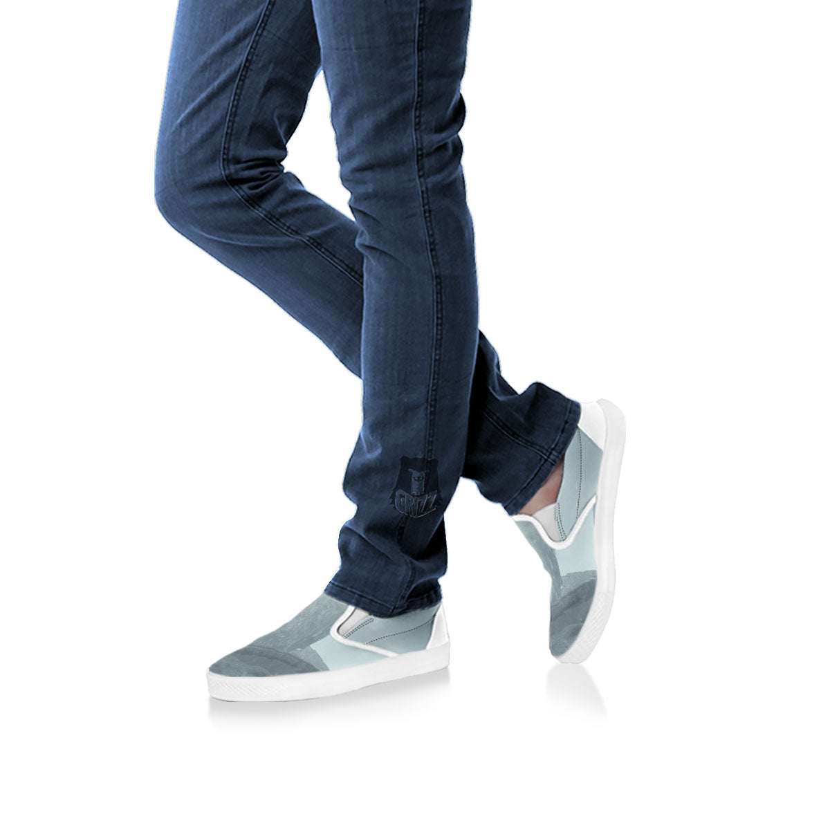 Kraken And Girl On Sea Print White Slip On Shoes-grizzshop
