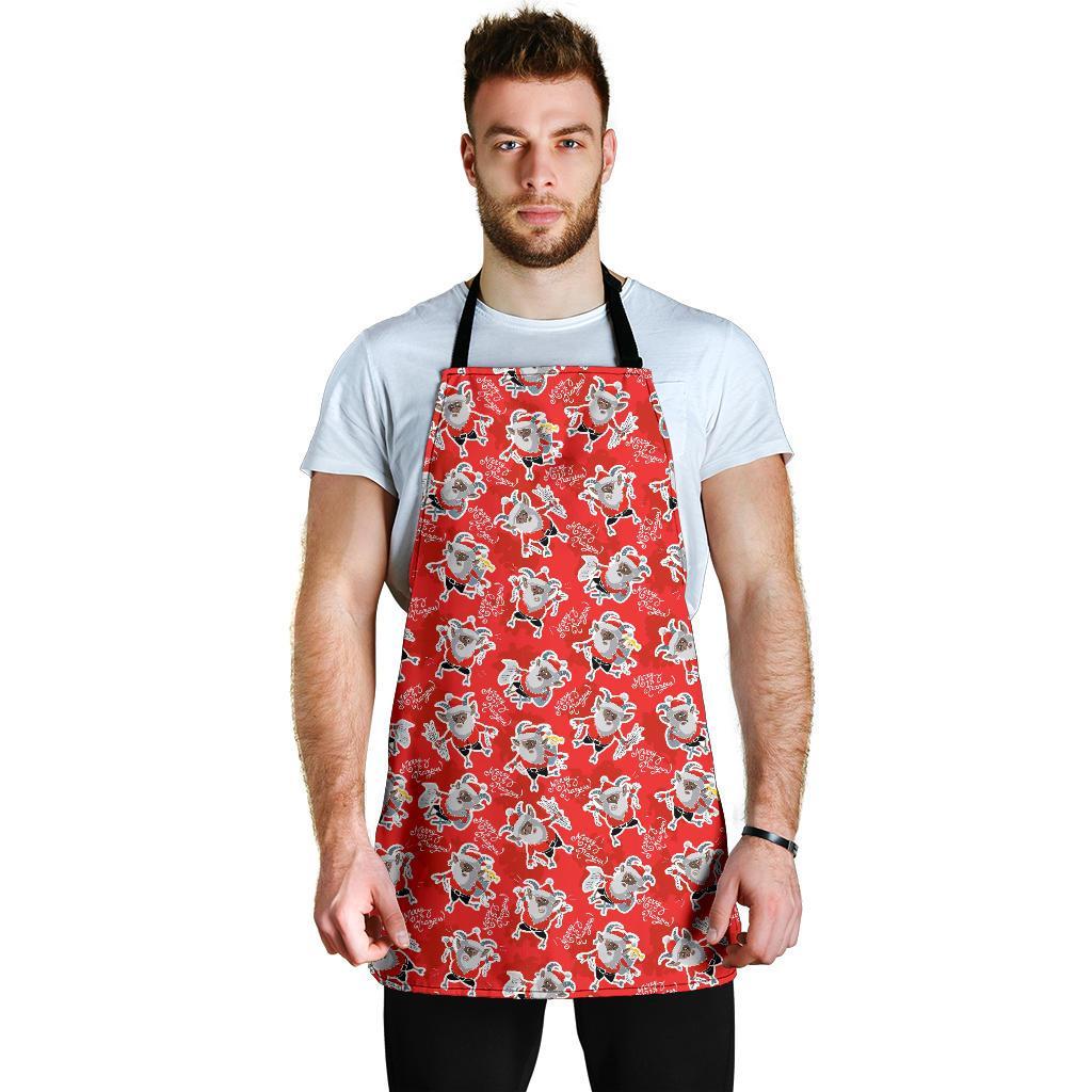 Krampus Christmas Print Pattern Men's Apron-grizzshop