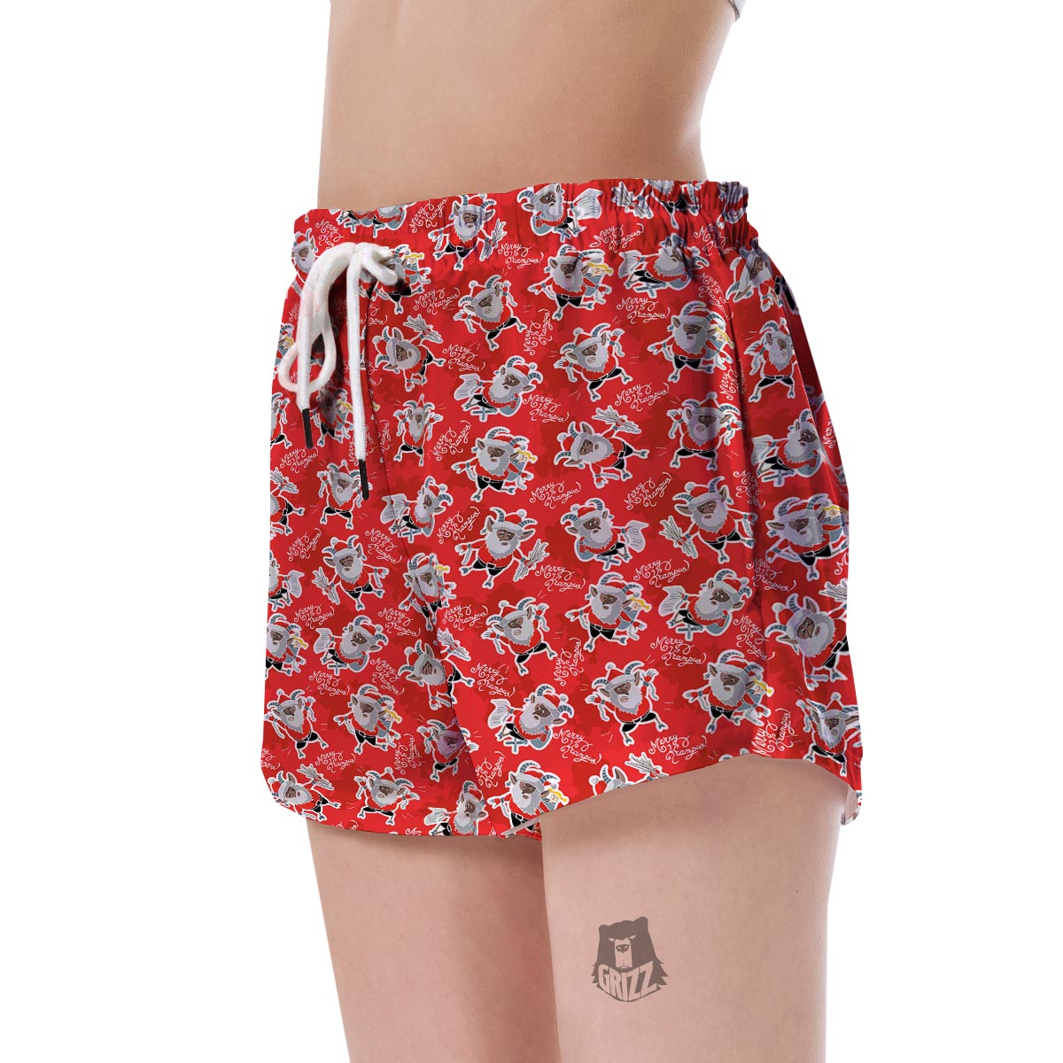 Krampus Christmas Print Pattern Women's Shorts-grizzshop