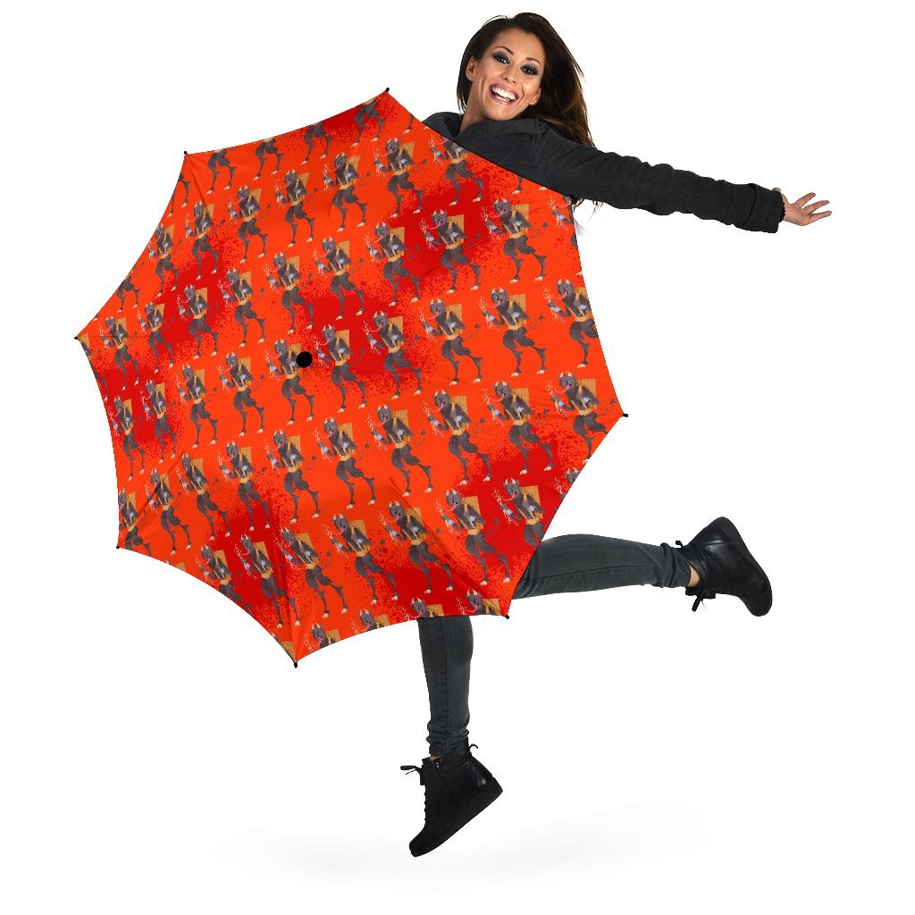 Krampus Pattern Print Automatic Foldable Umbrella-grizzshop