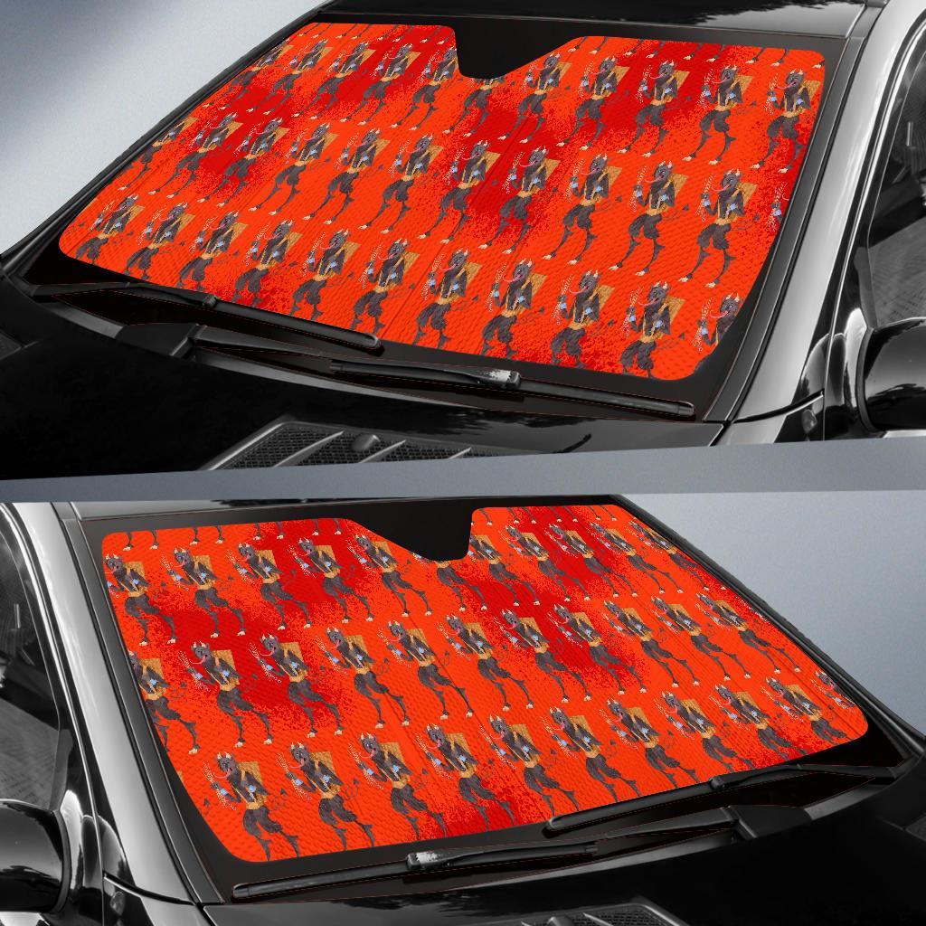 Krampus Pattern Print Car Sun Shade-grizzshop
