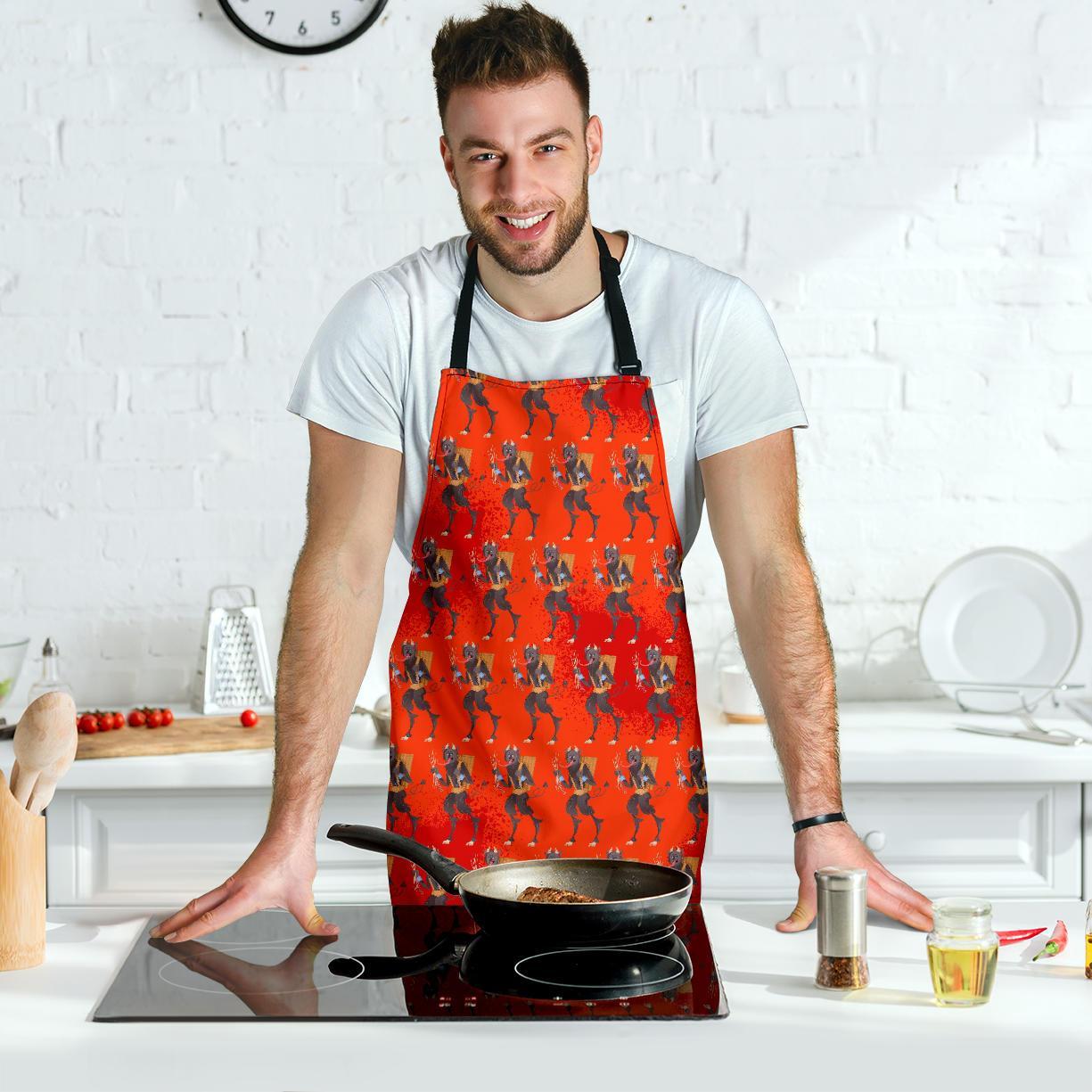 Krampus Pattern Print Men's Apron-grizzshop