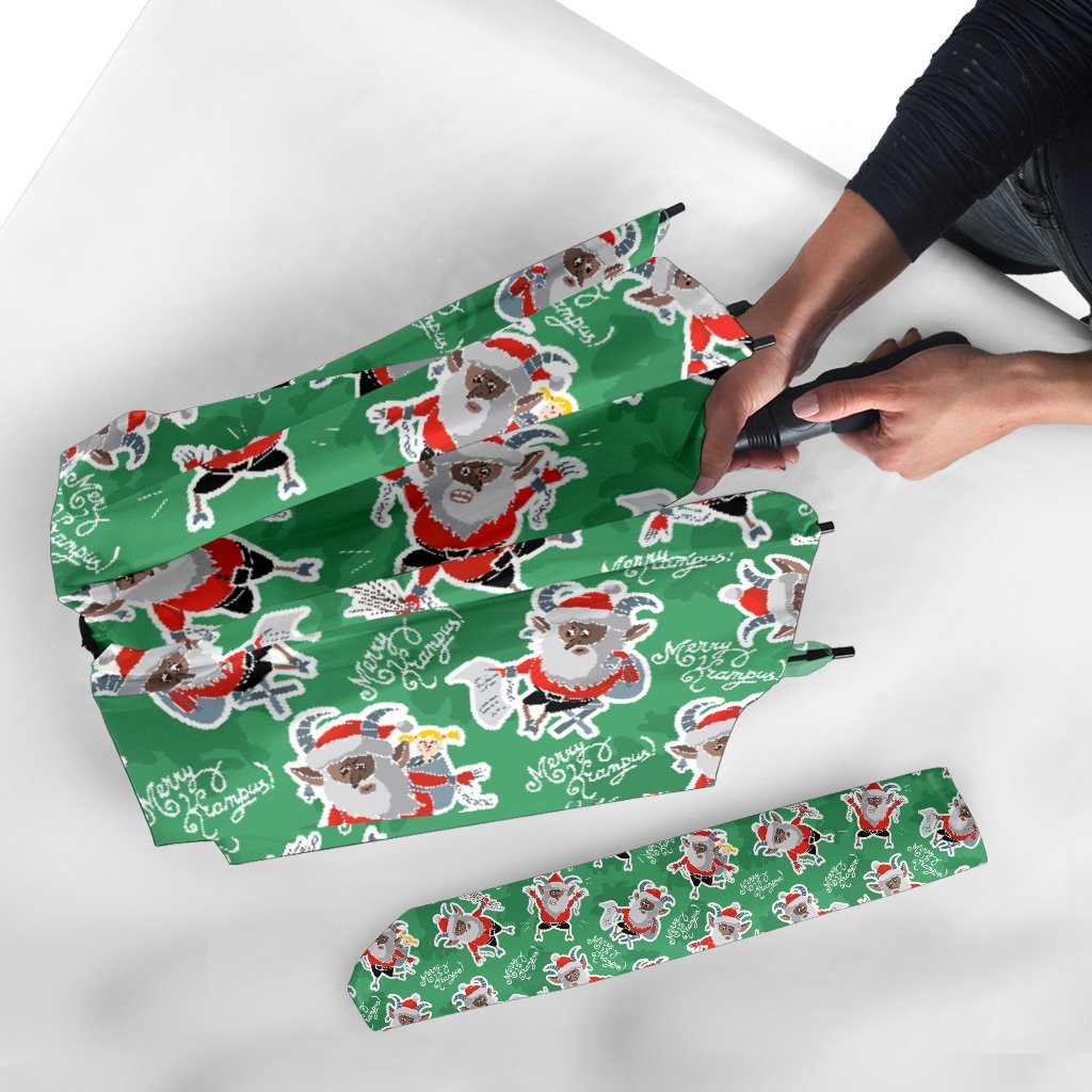 Krampus Print Pattern Automatic Foldable Umbrella-grizzshop