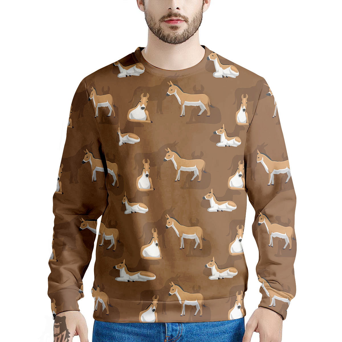 Kulan Donkey Cartoon Print Pattern Men's Sweatshirt-grizzshop