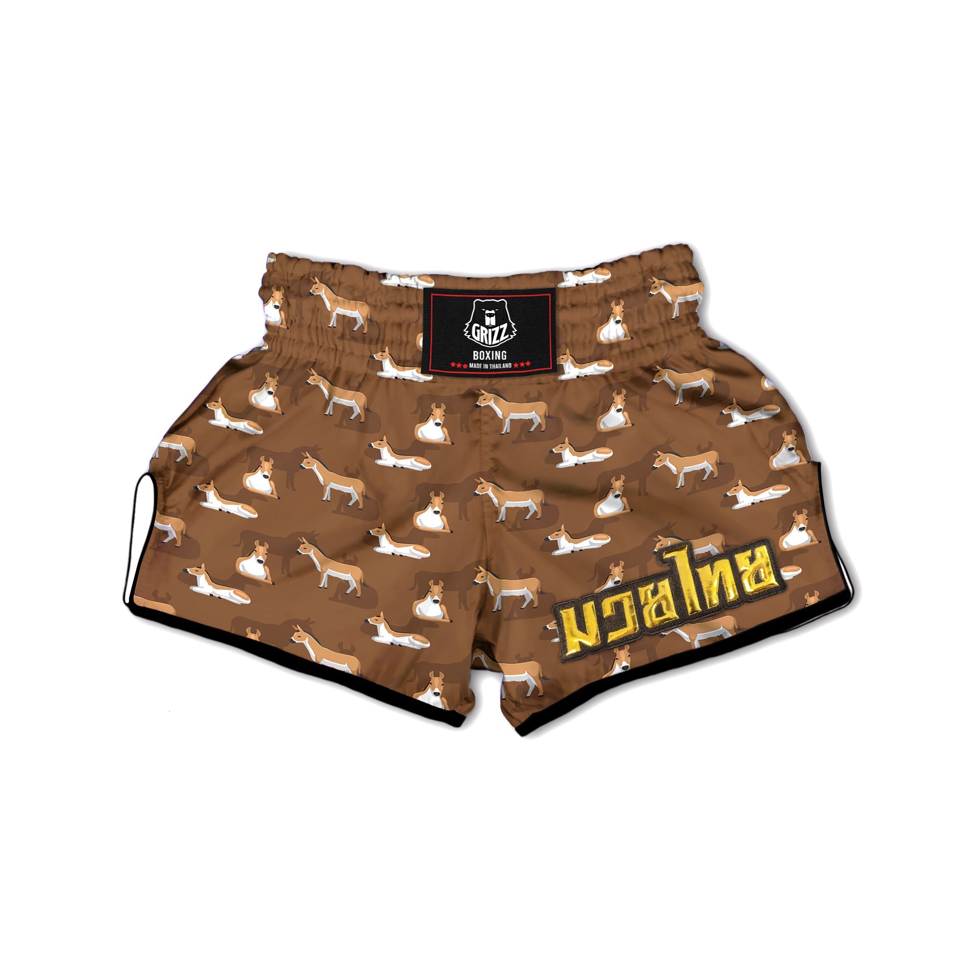 Kulan Donkey Cartoon Print Pattern Muay Thai Boxing Shorts-grizzshop