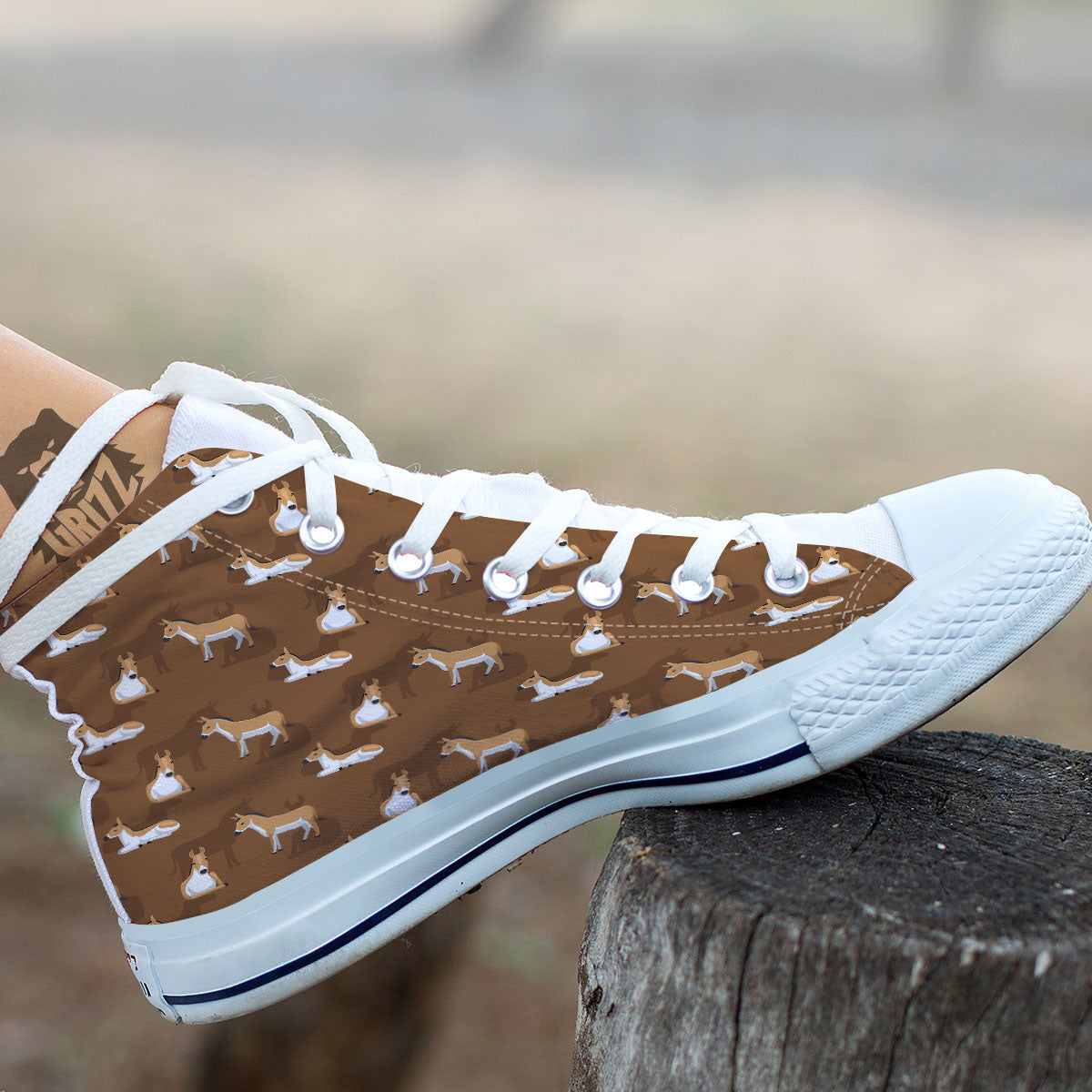 Kulan Donkey Cartoon Print Pattern White High Top Shoes-grizzshop