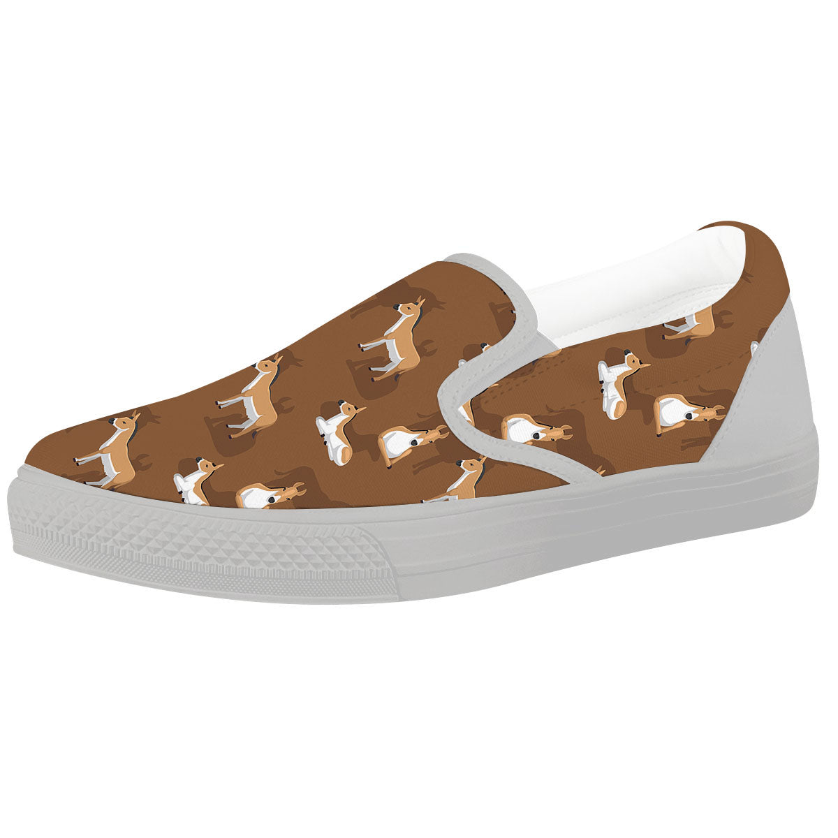 Kulan Donkey Cartoon Print Pattern White Slip On Shoes-grizzshop