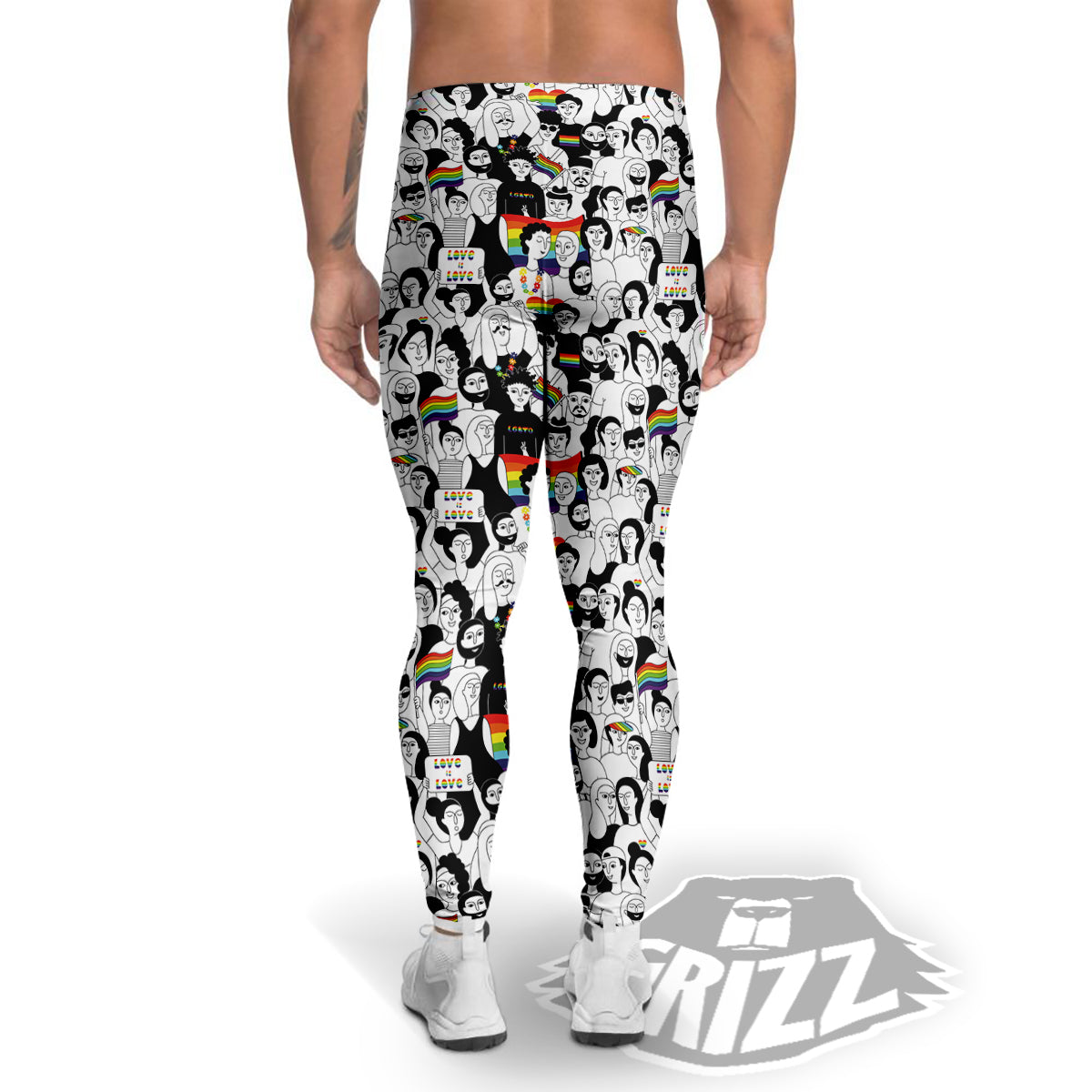 LGBT Doodle Pride Parade Print Pattern Men's Leggings-grizzshop