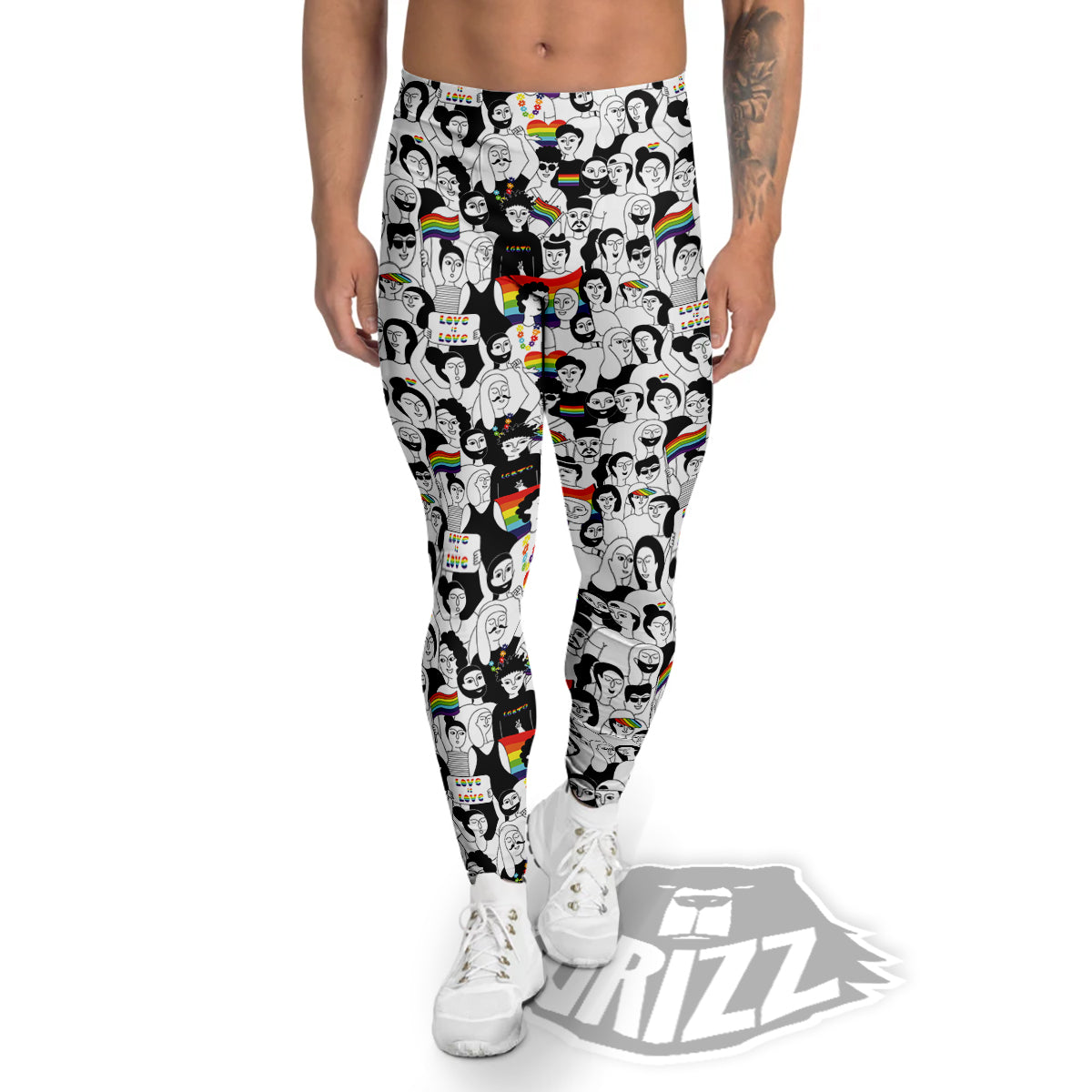 LGBT Doodle Pride Parade Print Pattern Men's Leggings-grizzshop